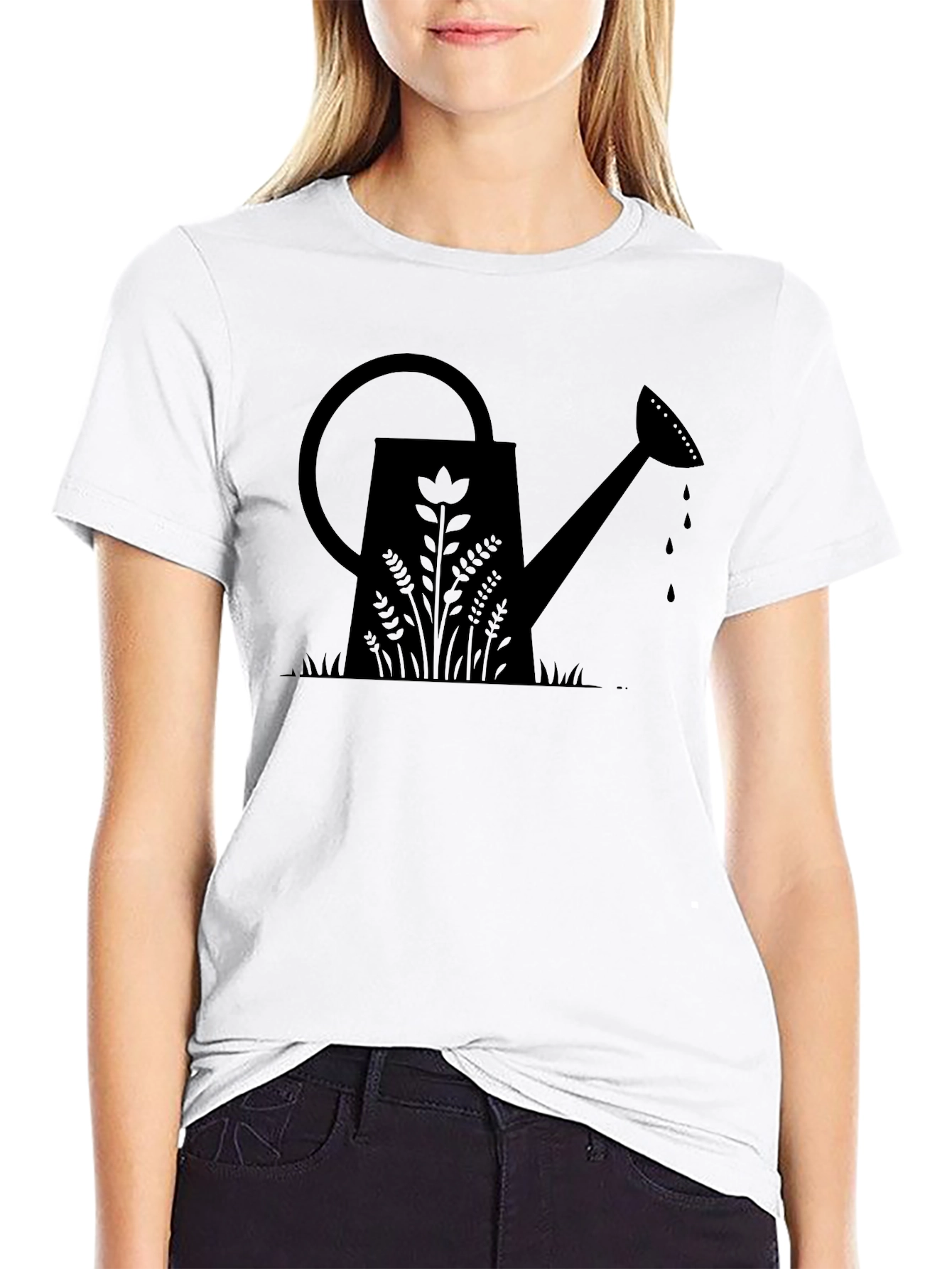Gardening Watering Can Graphic Tee - Black