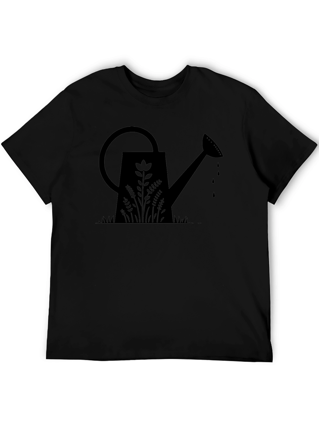 Gardening Watering Can Graphic Tee - Black