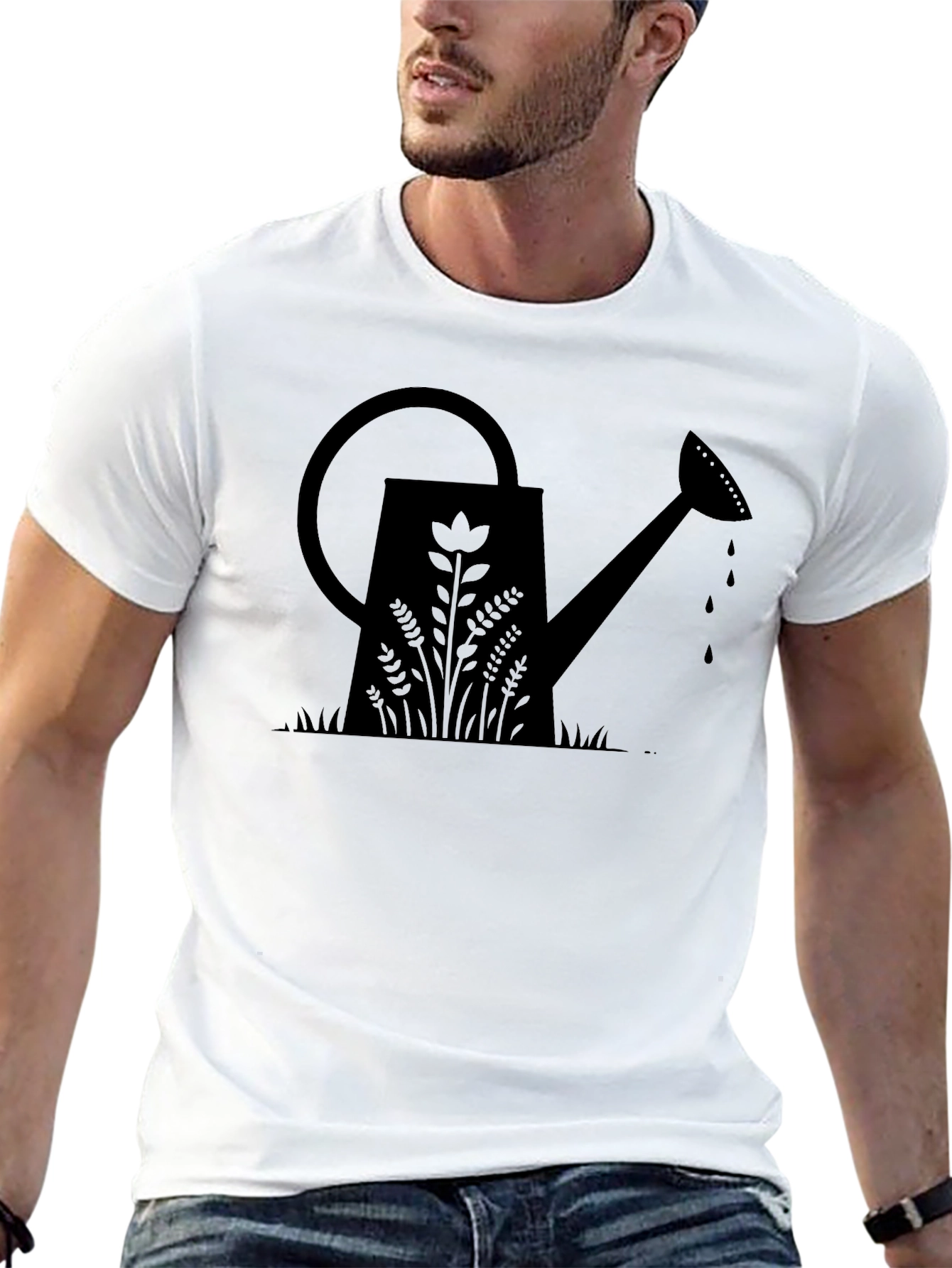 Gardening Watering Can Graphic Tee - Black