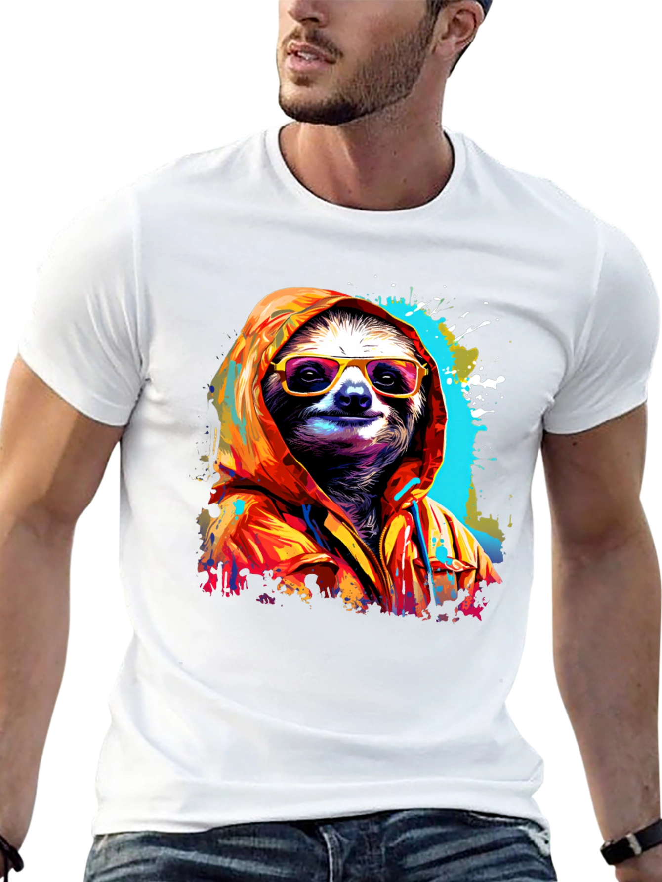 Cool Sloth Graphic Tee - Relaxed Style