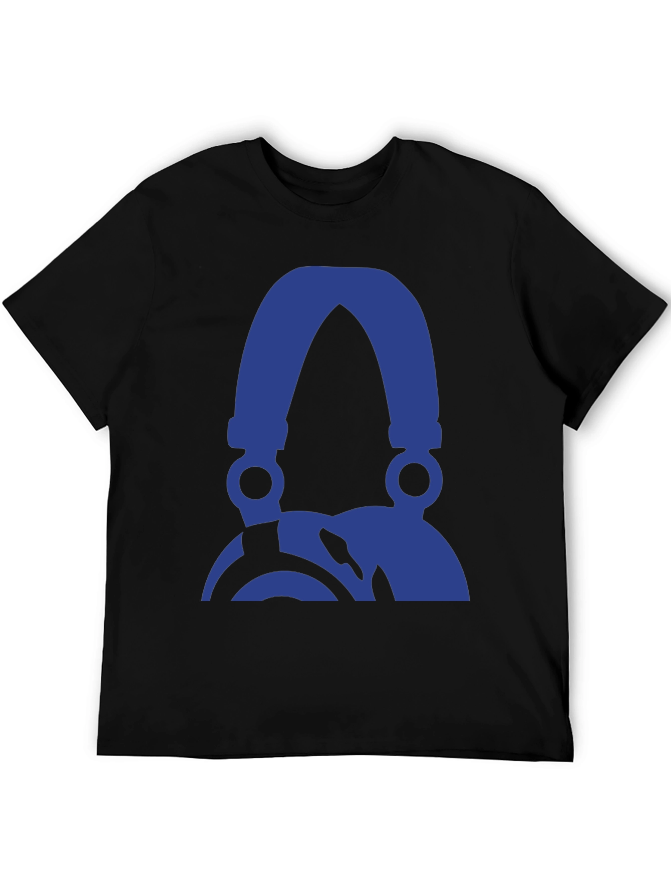 Cool Blue Headphone Graphic Black T-Shirt