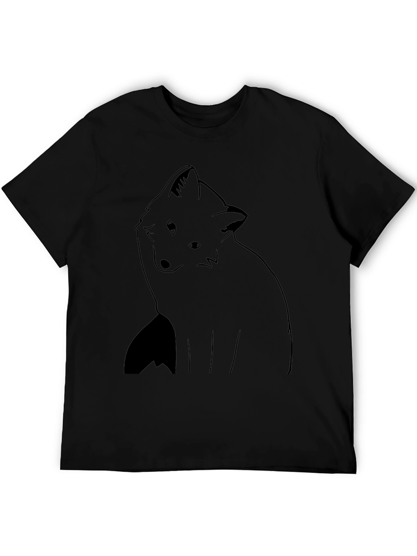 Minimalist Fox Design Black T-Shirt