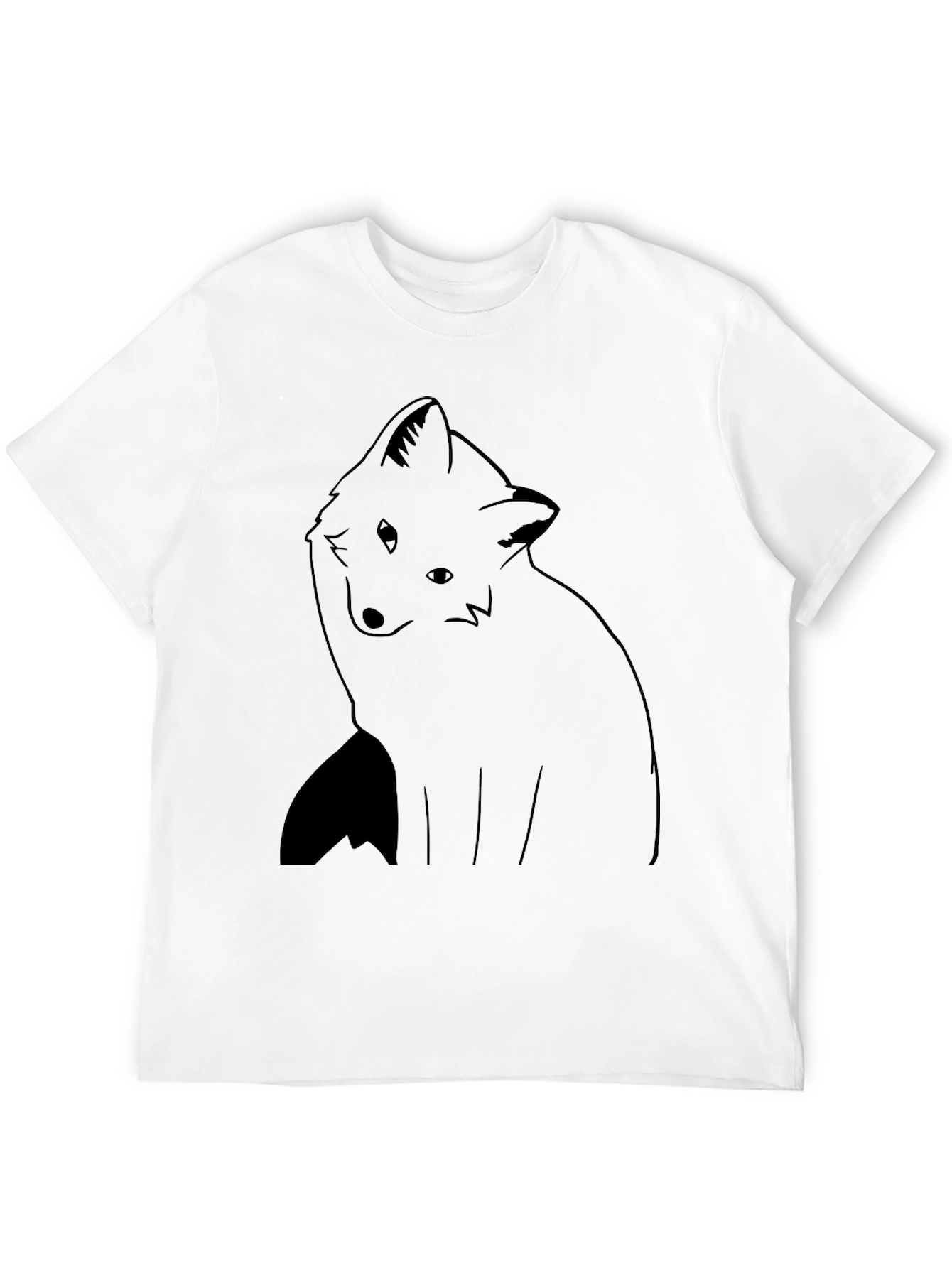 Minimalist Fox Design Black T-Shirt