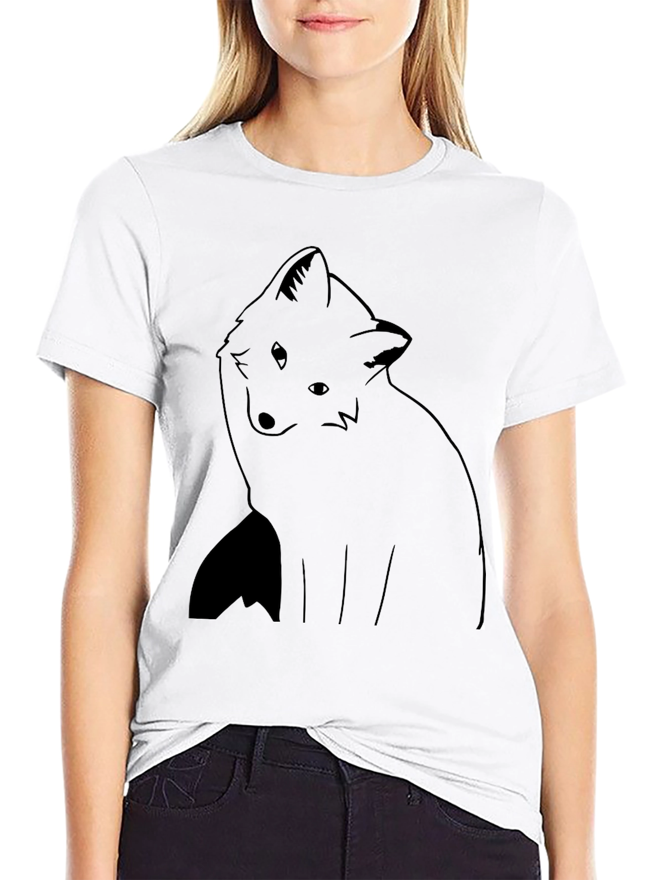 Minimalist Fox Design Black T-Shirt