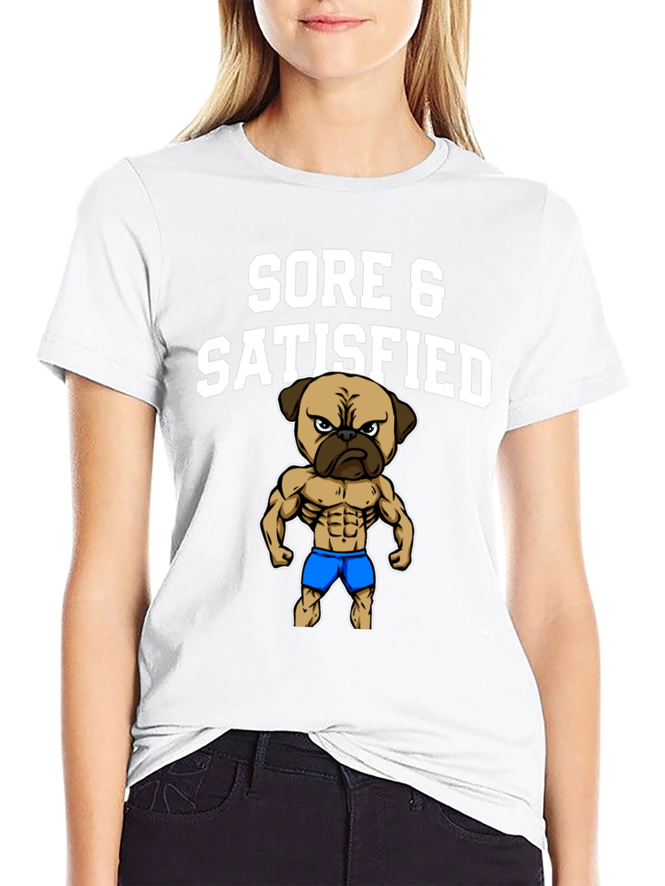 Sore & Satisfied Pug Black T-Shirt