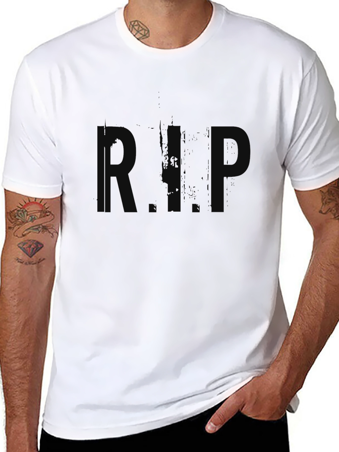 Black R.I.P. Graphic Print T-Shirt