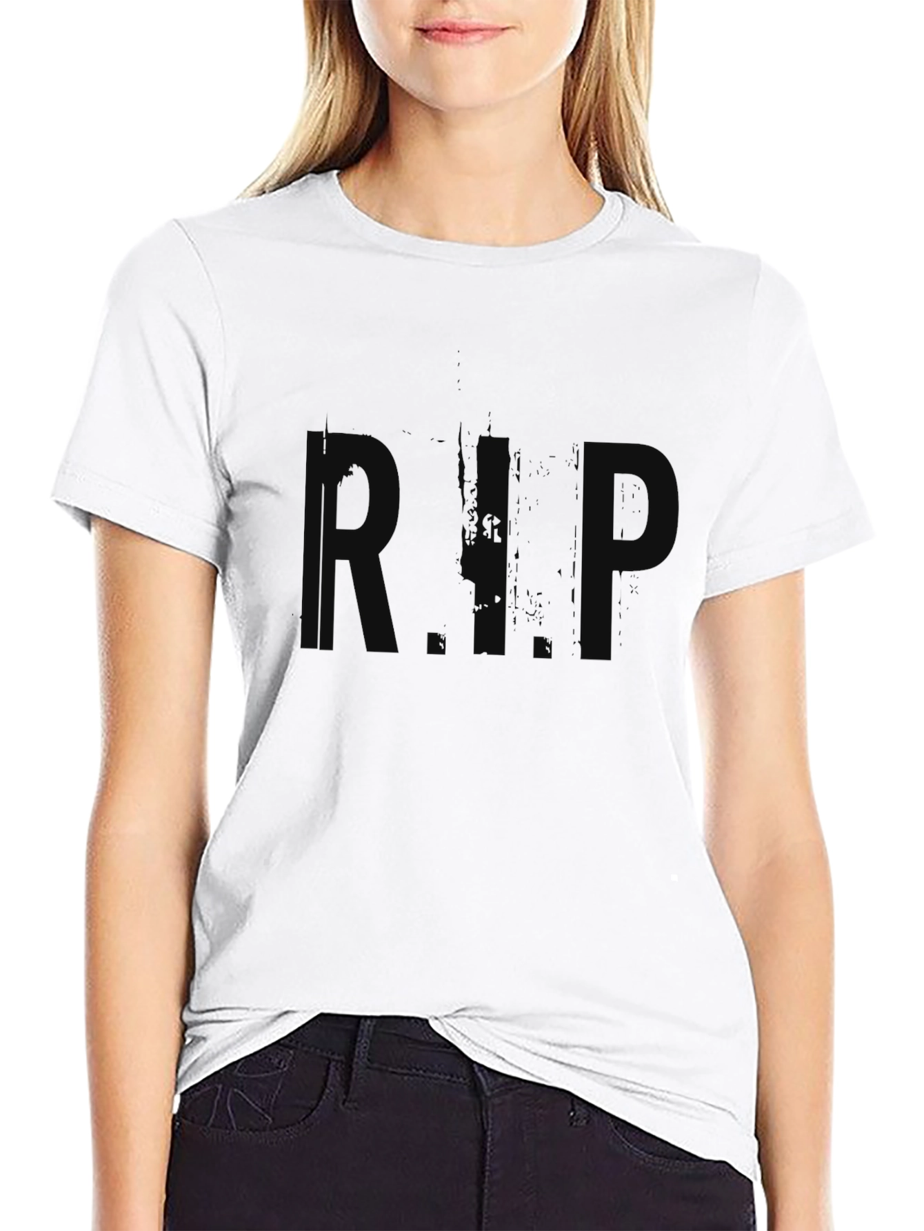 Black R.I.P. Graphic Print T-Shirt