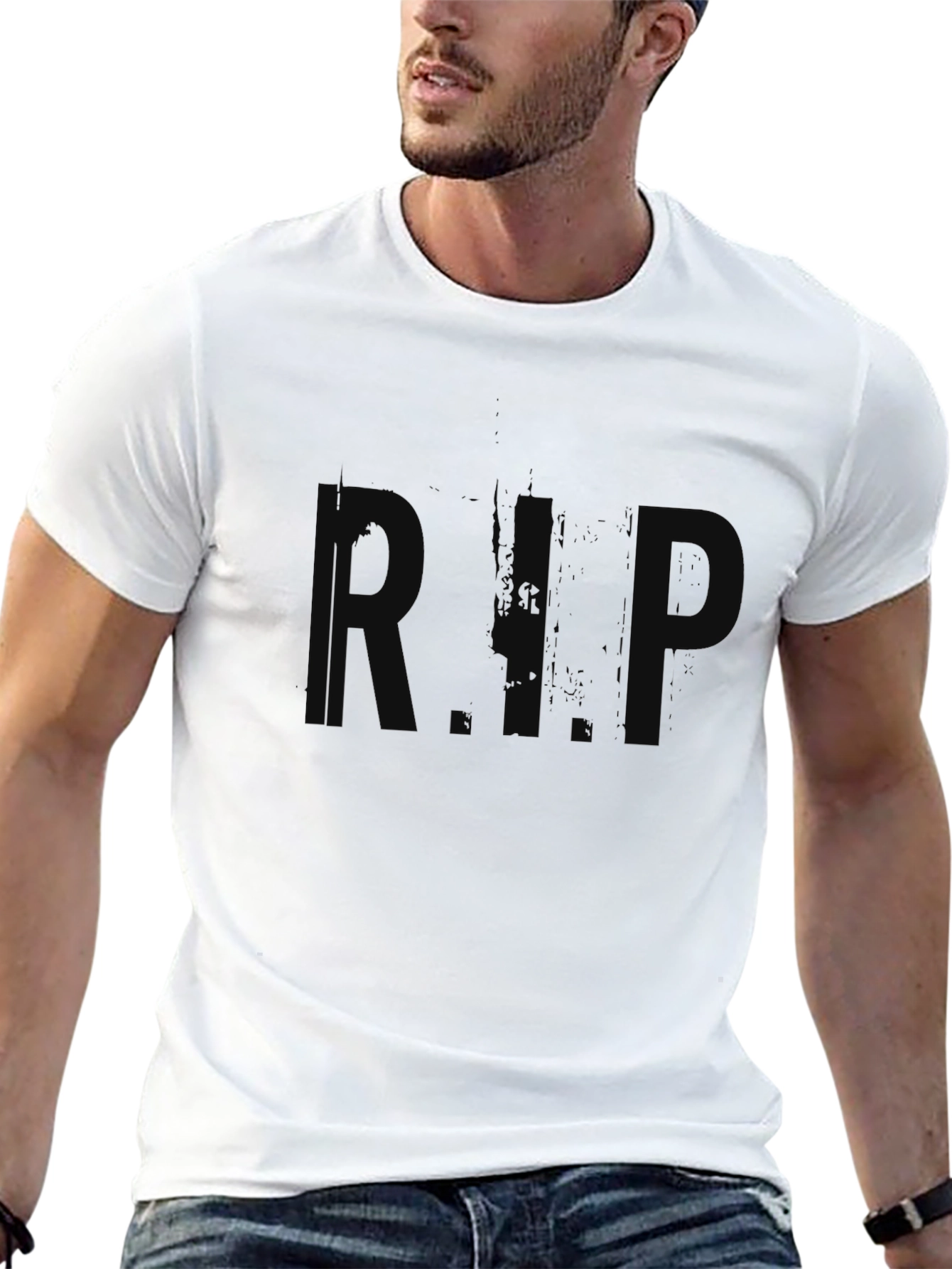 Black R.I.P. Graphic Print T-Shirt