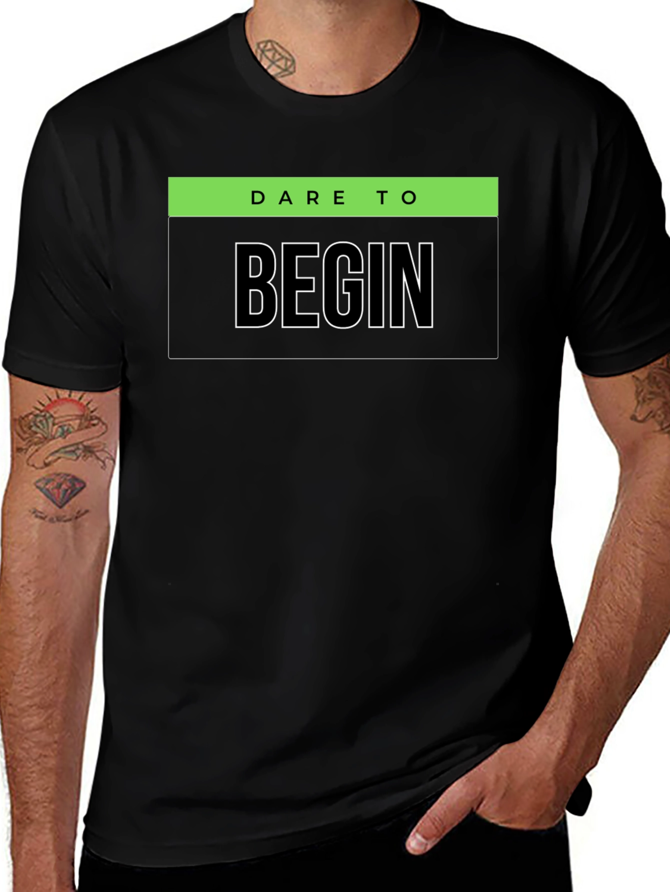 Dare to Begin Graphic T-Shirt - Black