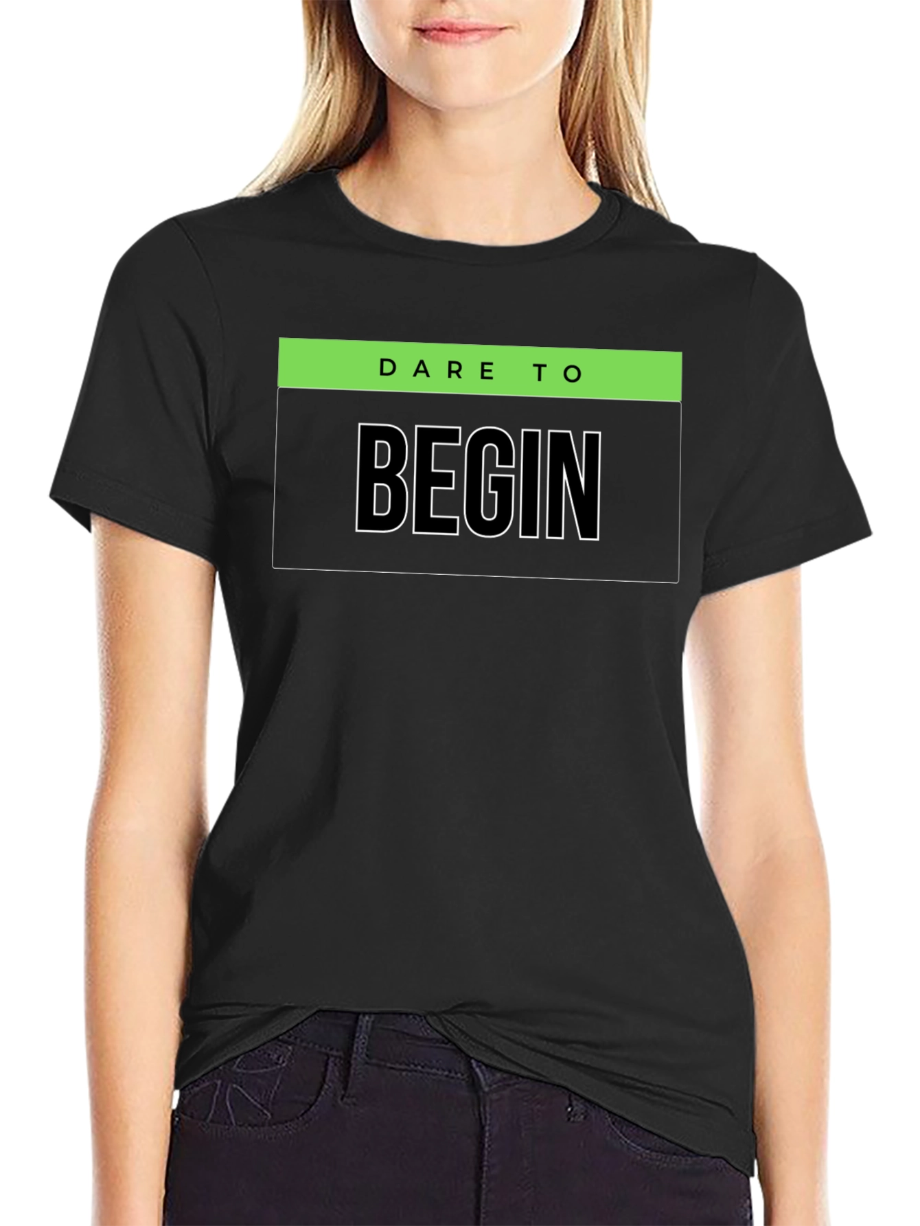Dare to Begin Graphic T-Shirt - Black