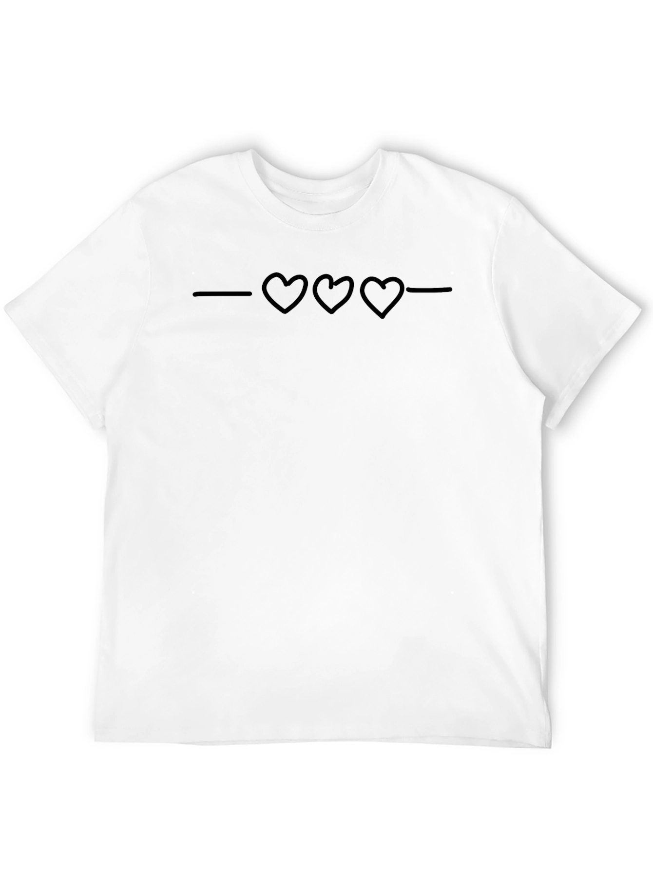 Minimalist Heart Line Graphic Black T-Shirt