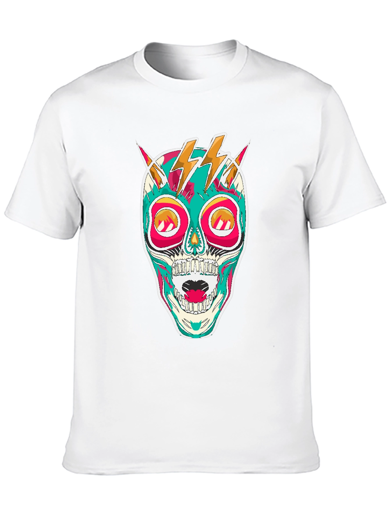 Skull Lightning Bolt Graphic Tee - Bold Statement Shirt