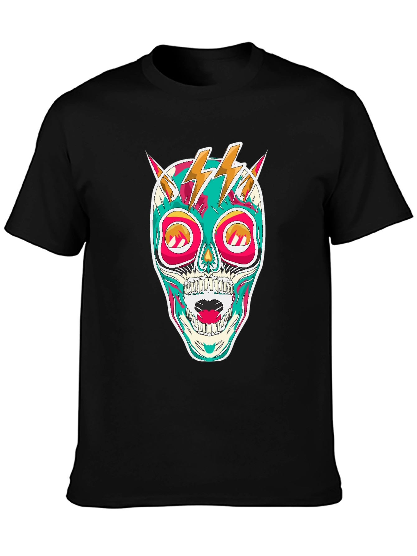 Skull Lightning Bolt Graphic Tee - Bold Statement Shirt