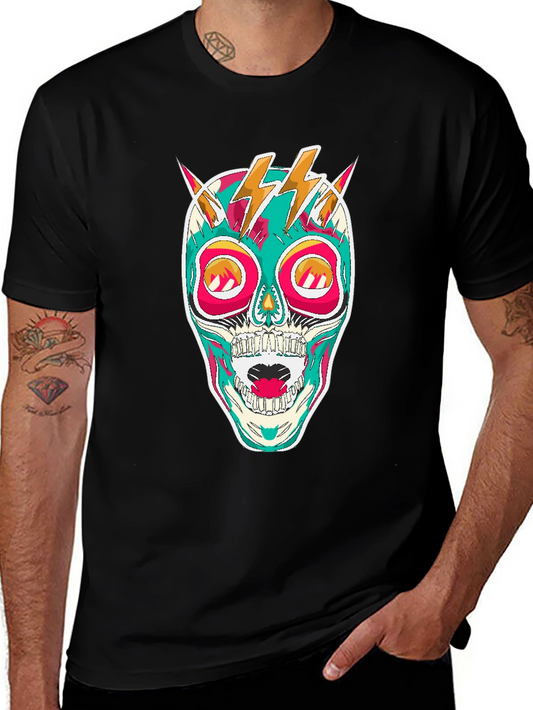 Skull Lightning Bolt Graphic Tee - Bold Statement Shirt