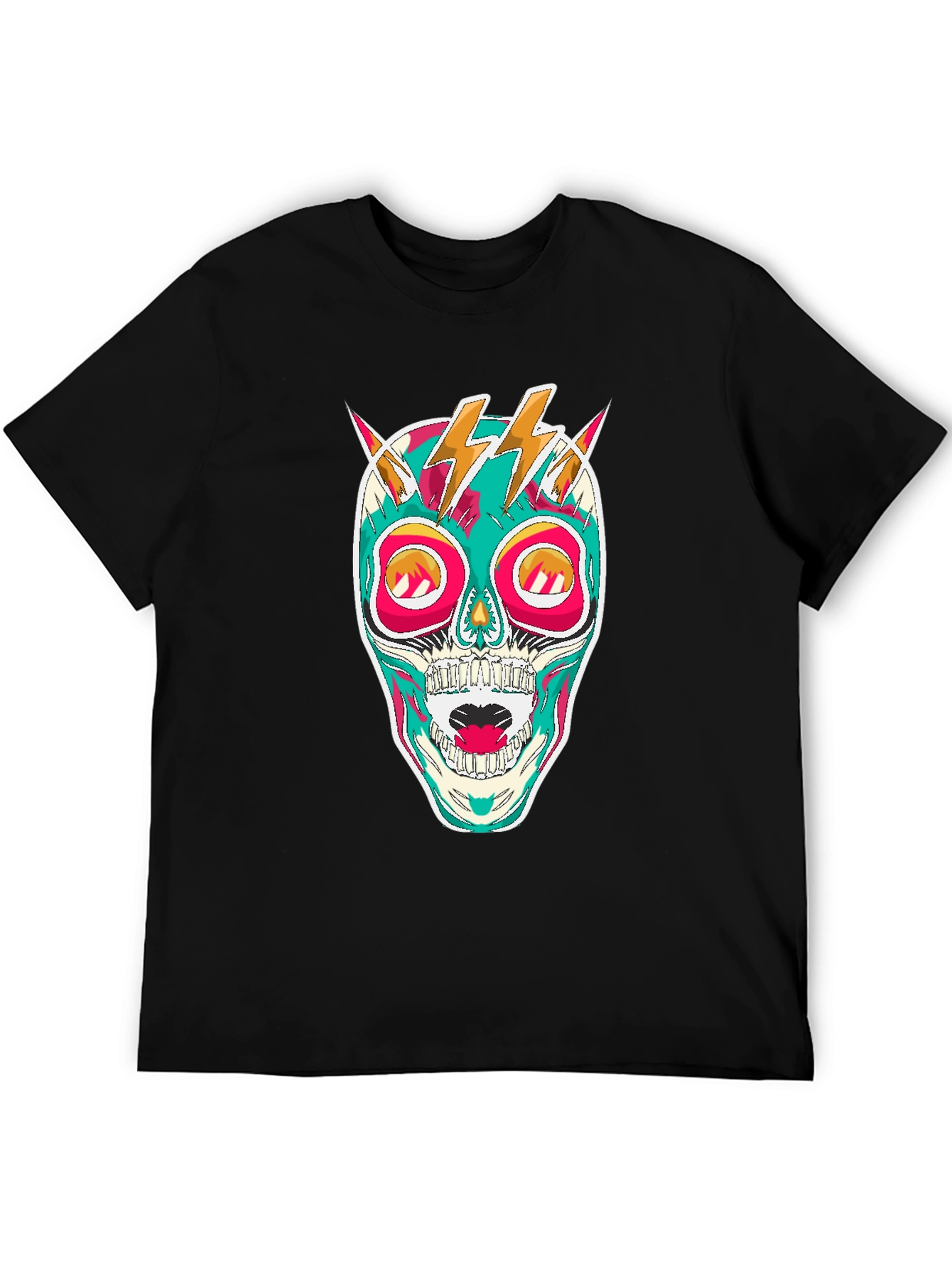 Skull Lightning Bolt Graphic Tee - Bold Statement Shirt