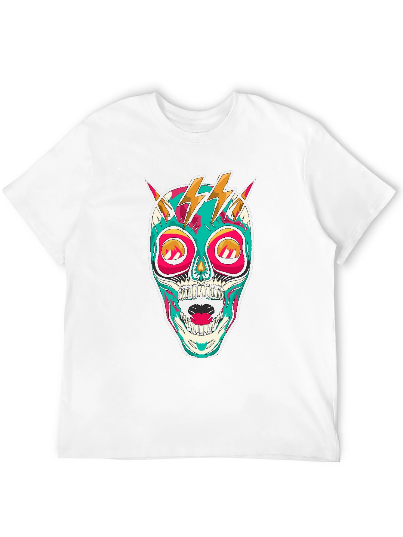 Skull Lightning Bolt Graphic Tee - Bold Statement Shirt