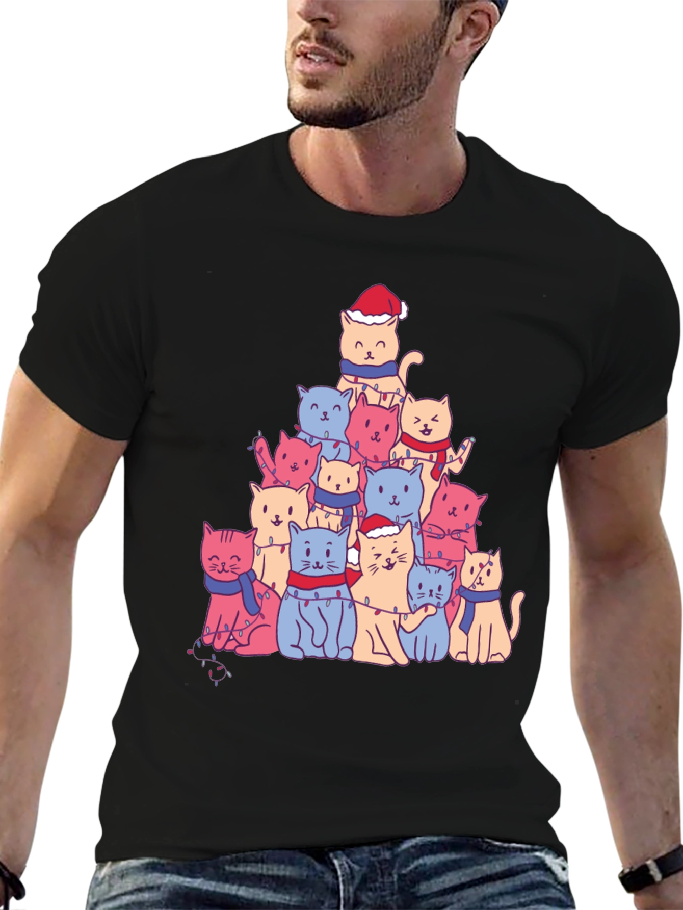 Festive Cat Christmas Tree T-Shirt