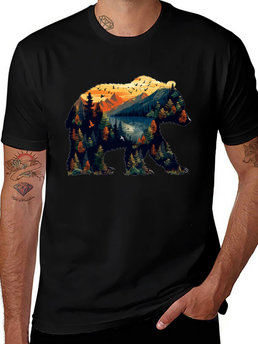 Nature Bear Graphic Tee - Mens Black T-Shirt