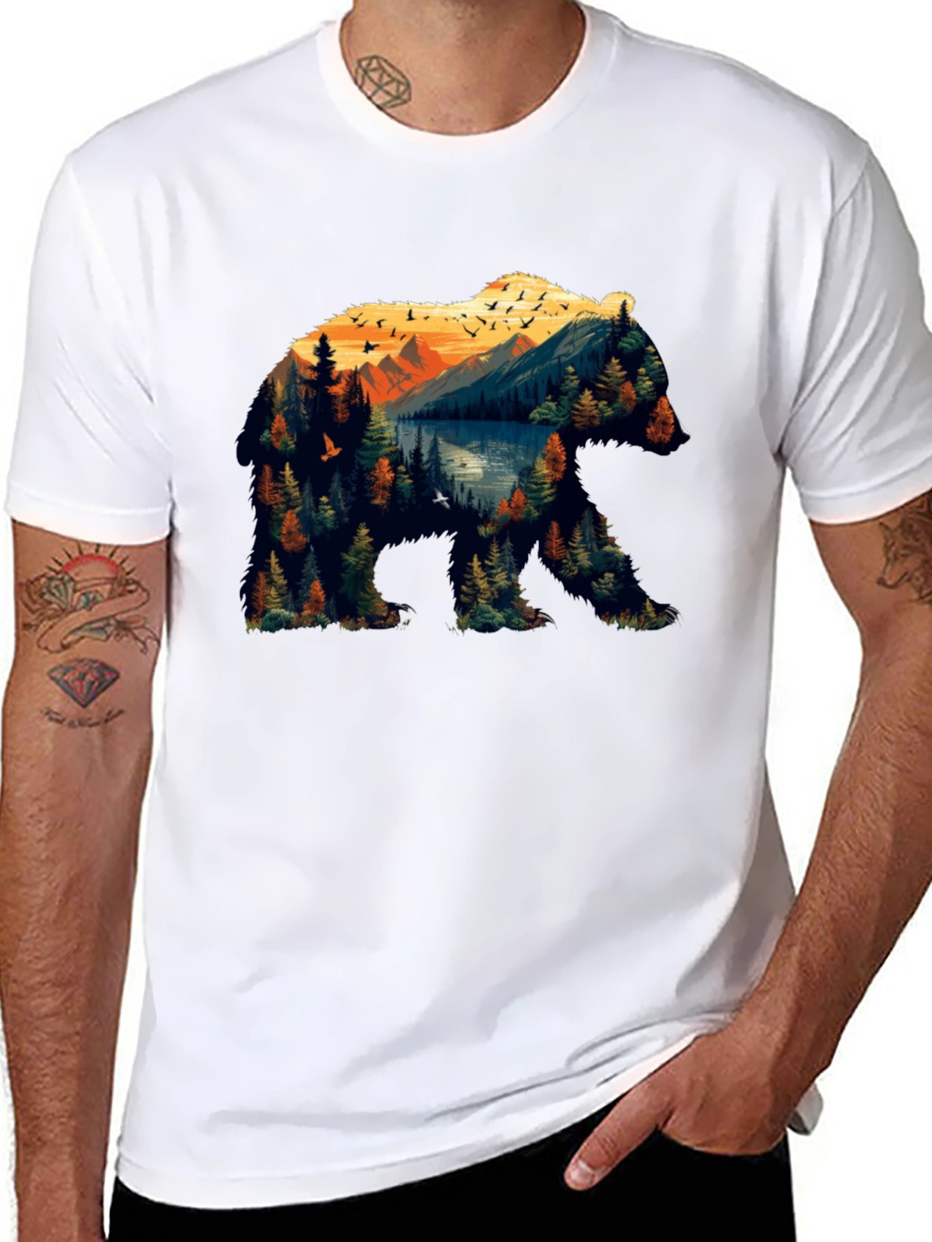 Nature Bear Graphic Tee - Mens Black T-Shirt