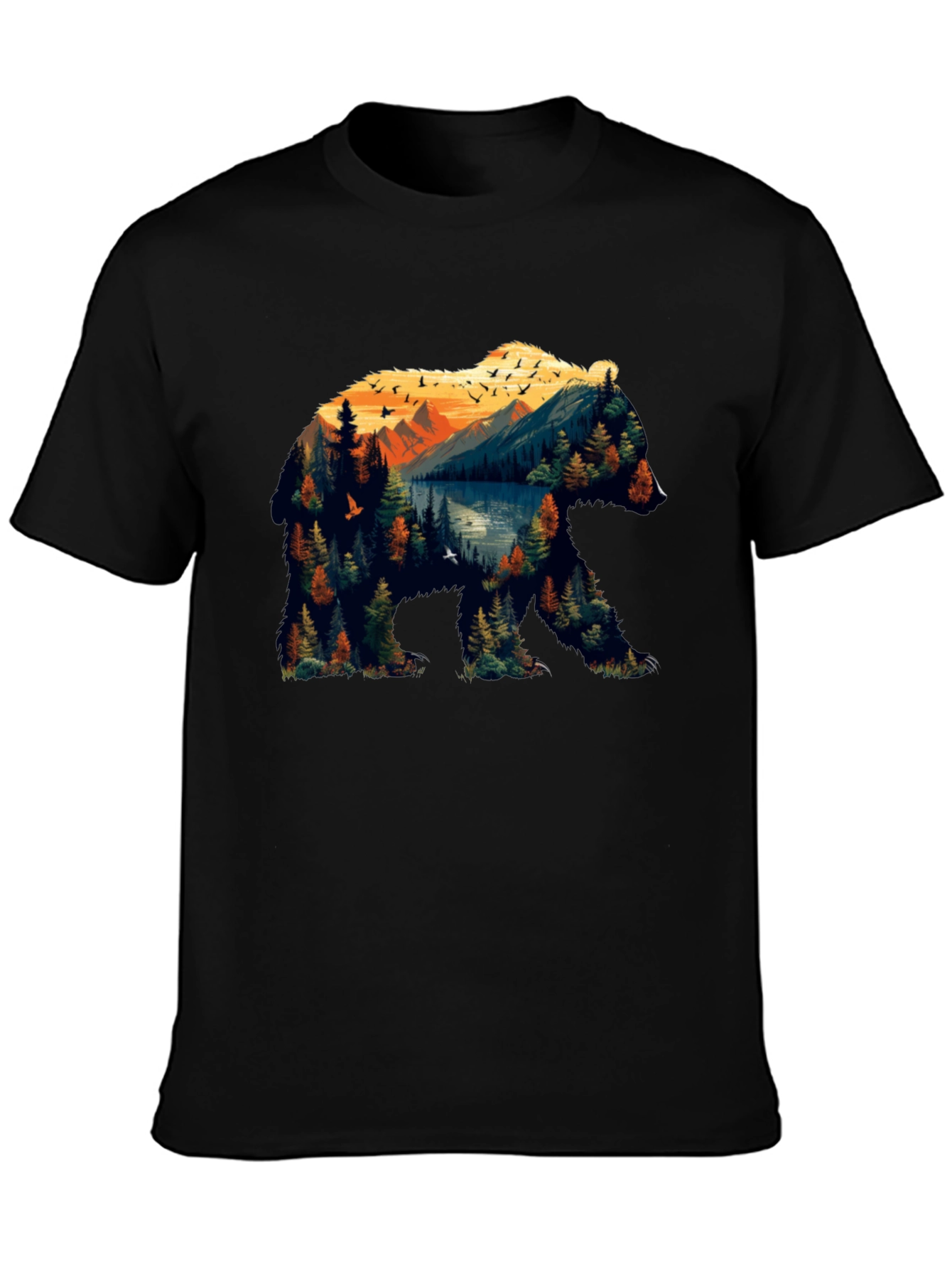 Nature Bear Graphic Tee - Mens Black T-Shirt