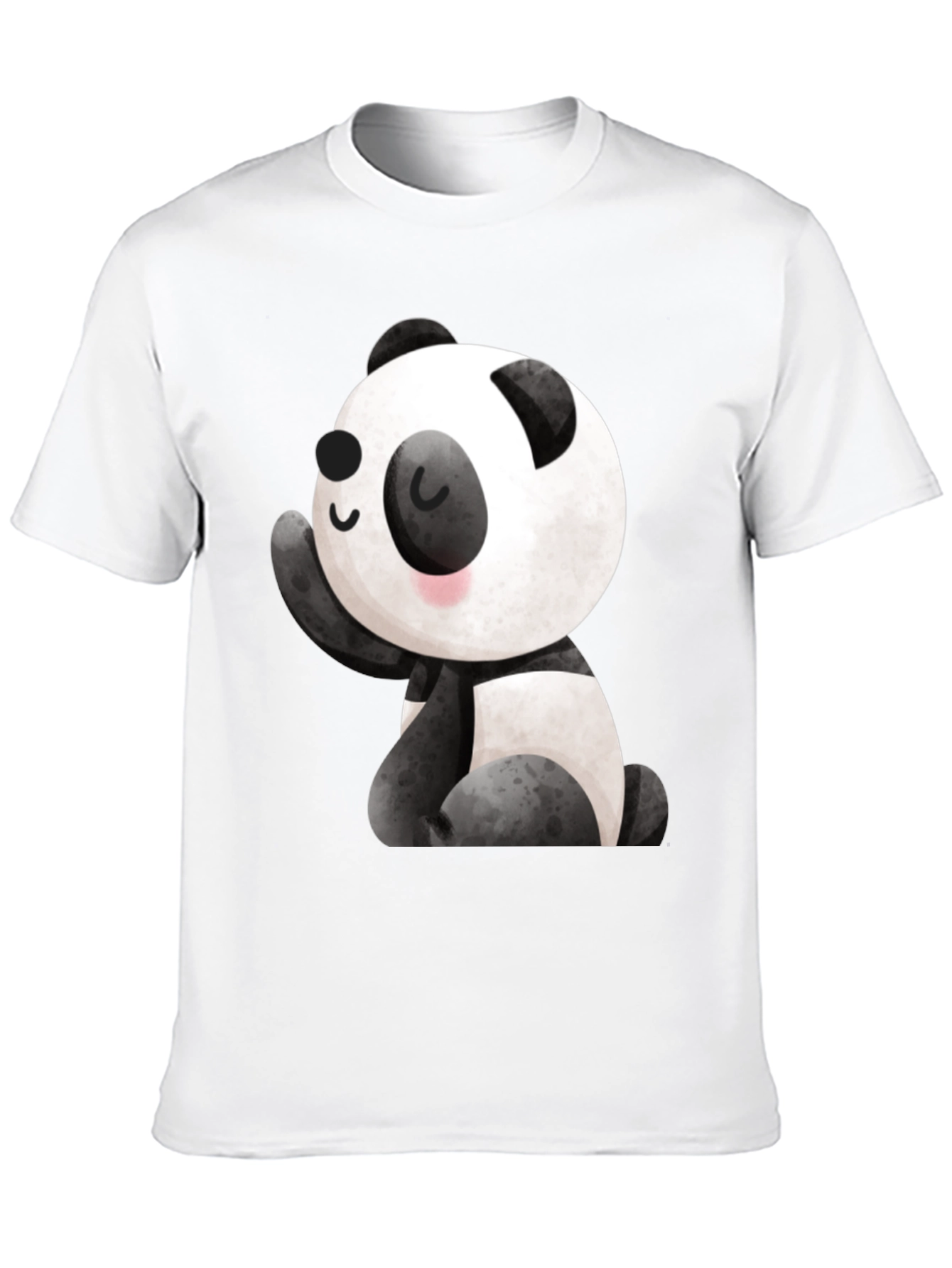 Cute Panda Graphic Tee - Black Crew Neck