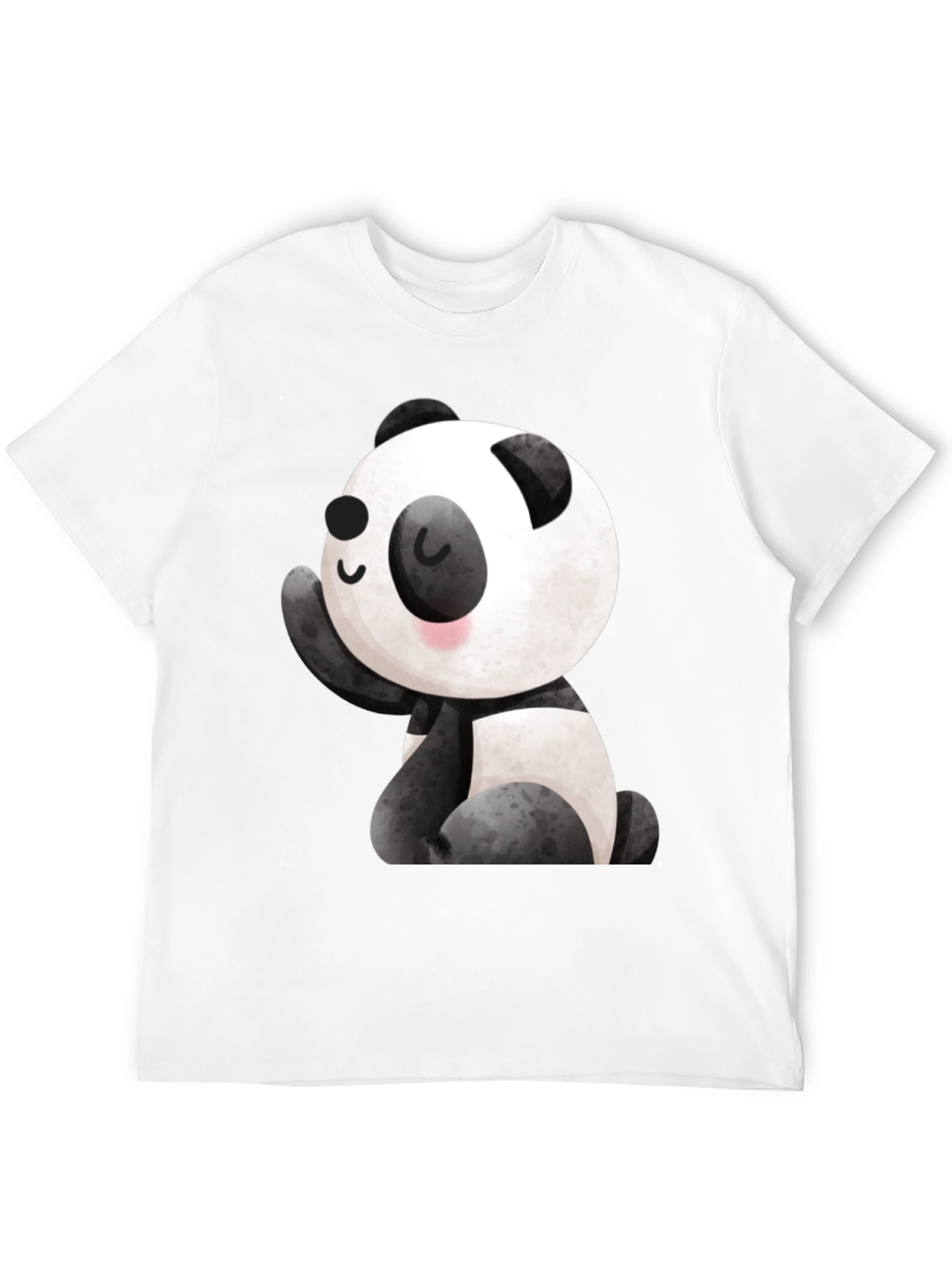 Cute Panda Graphic Tee - Black Crew Neck
