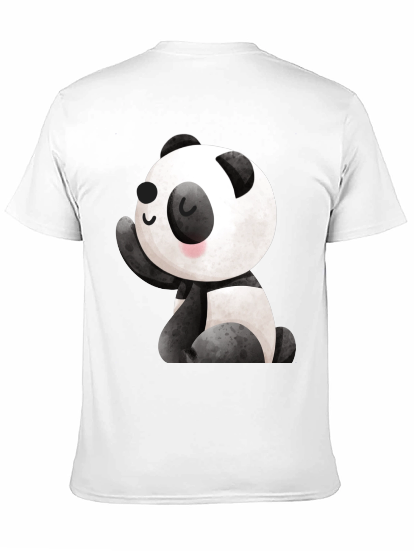 Cute Panda Graphic Tee - Black Crew Neck