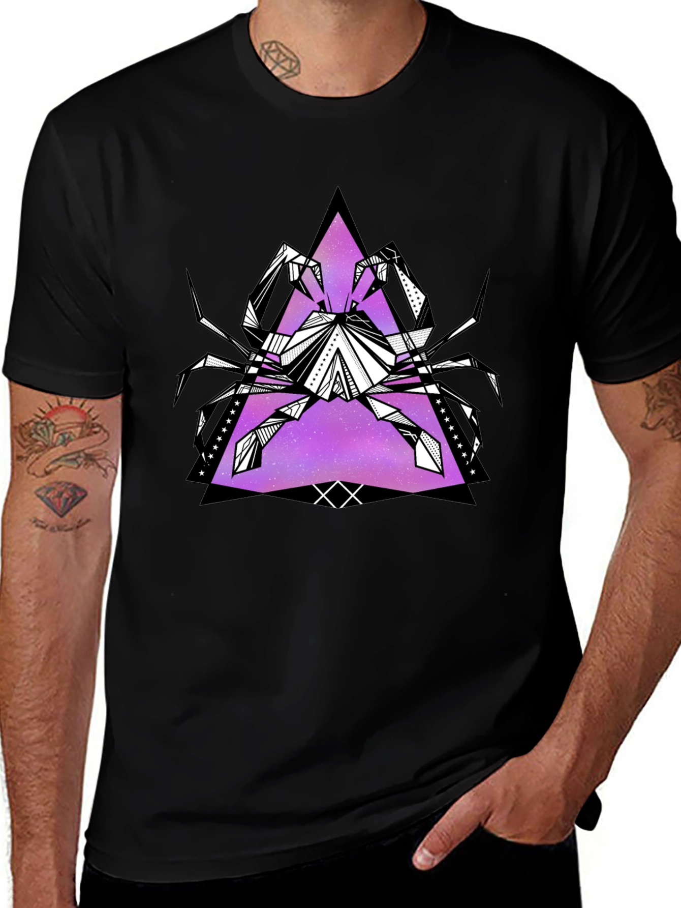 Geometric Crab Graphic Tee - Black
