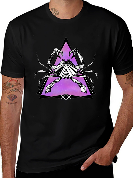 Geometric Crab Graphic Tee - Black