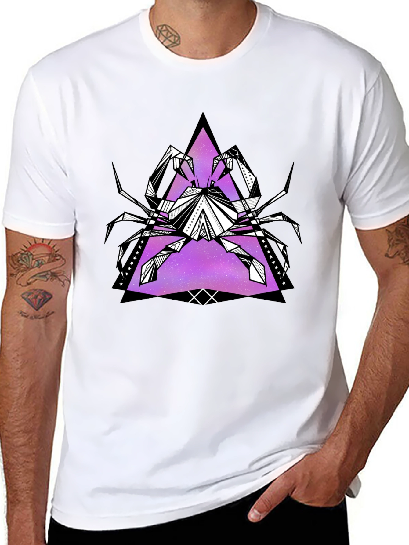Geometric Crab Graphic Tee - Black
