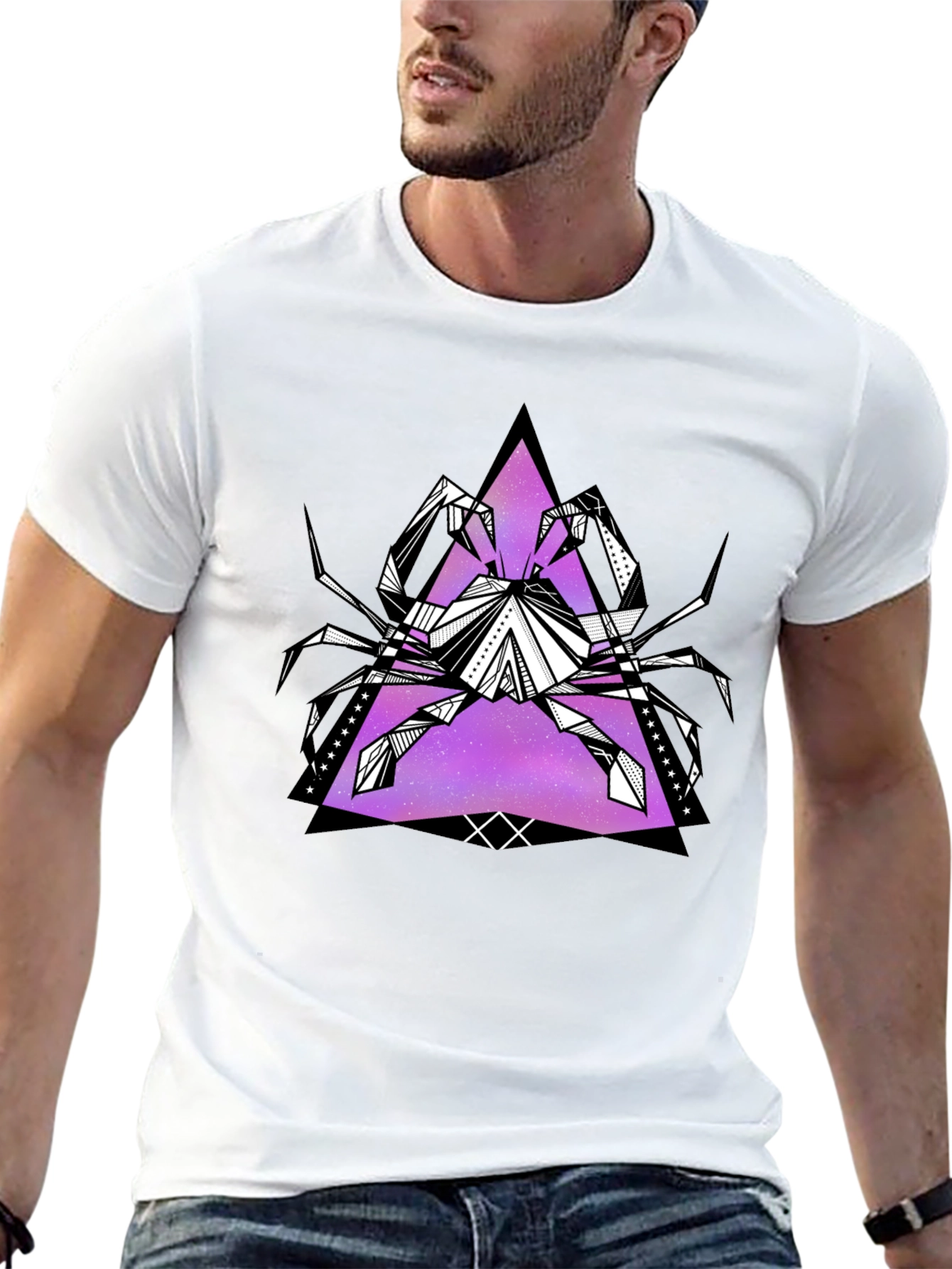 Geometric Crab Graphic Tee - Black