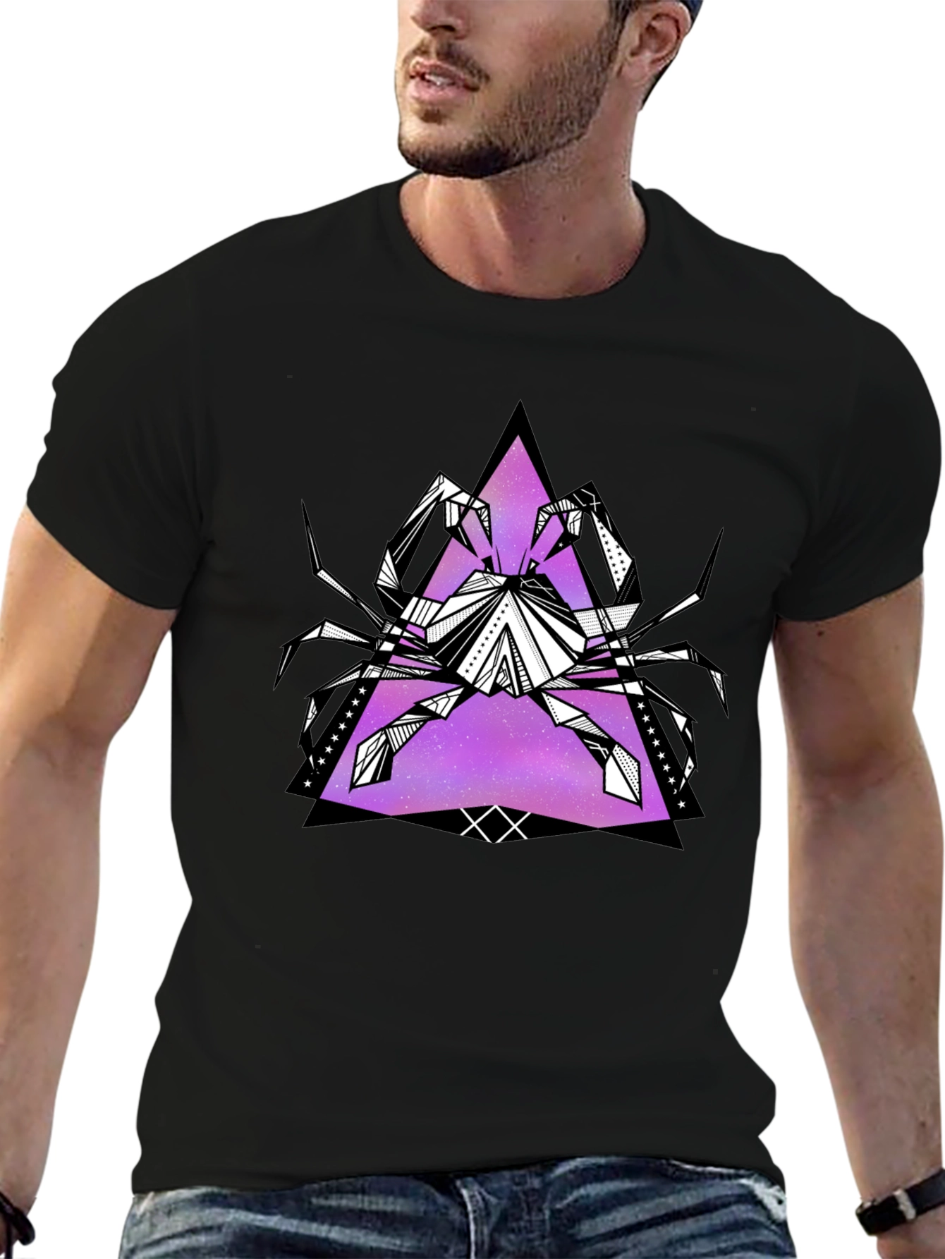Geometric Crab Graphic Tee - Black