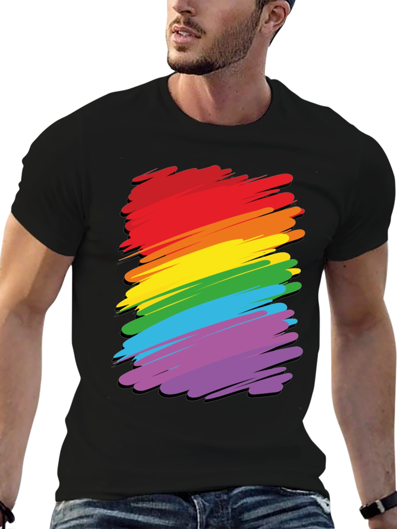 Rainbow Stripes Graphic Tee - Pride T-Shirt
