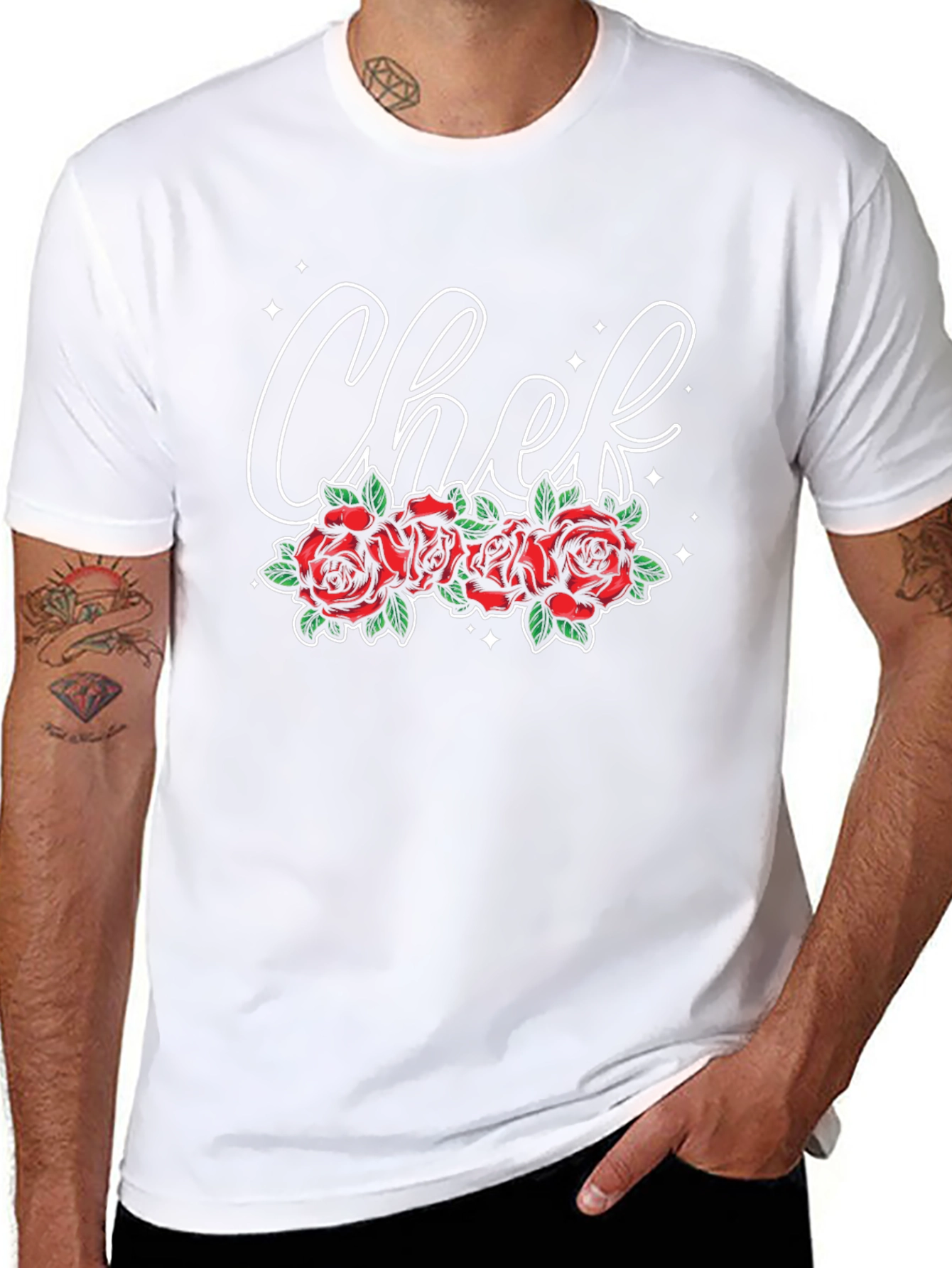 Chef Roses Graphic Tee - Stylish Culinary Apparel