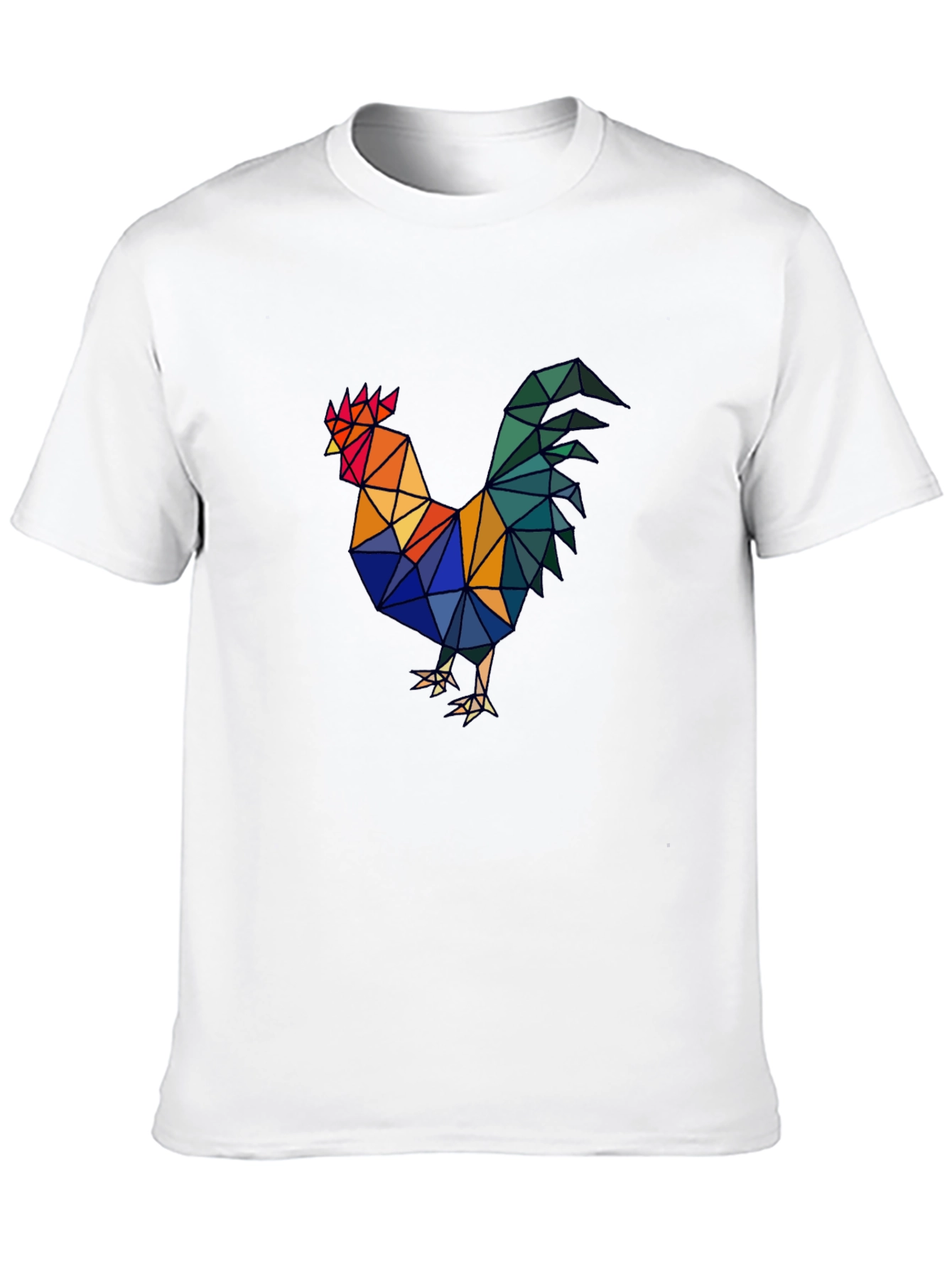 Geometric Rooster Graphic Tee - Mens Black T-Shirt