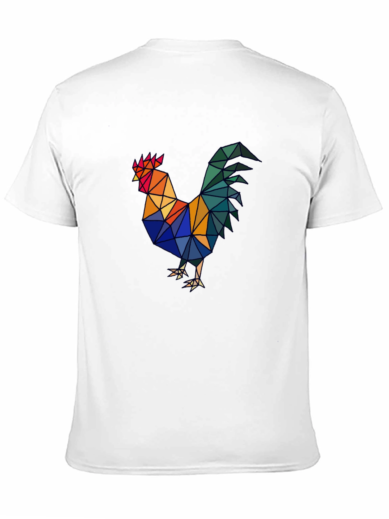 Geometric Rooster Graphic Tee - Mens Black T-Shirt