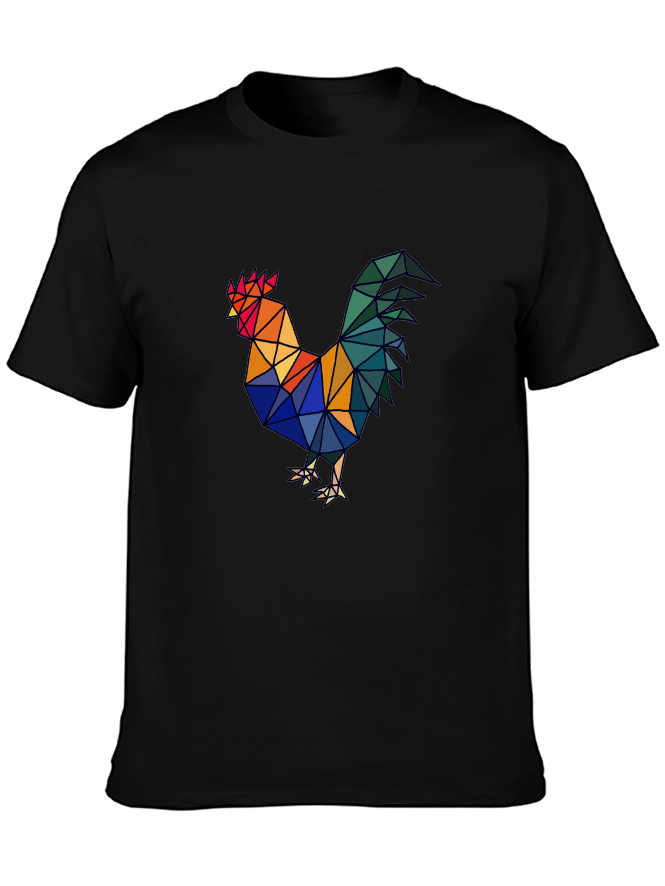 Geometric Rooster Graphic Tee - Mens Black T-Shirt