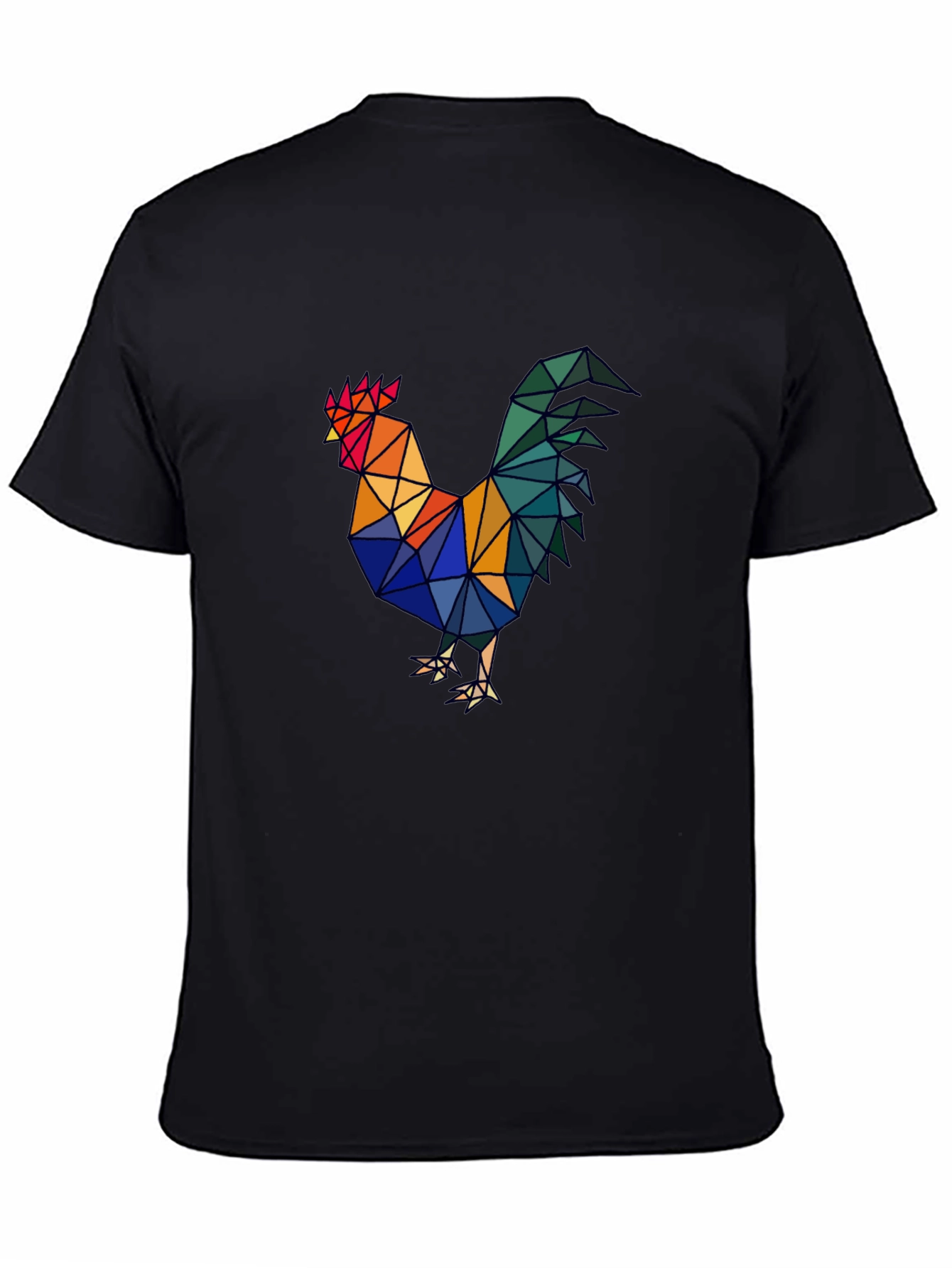 Geometric Rooster Graphic Tee - Mens Black T-Shirt