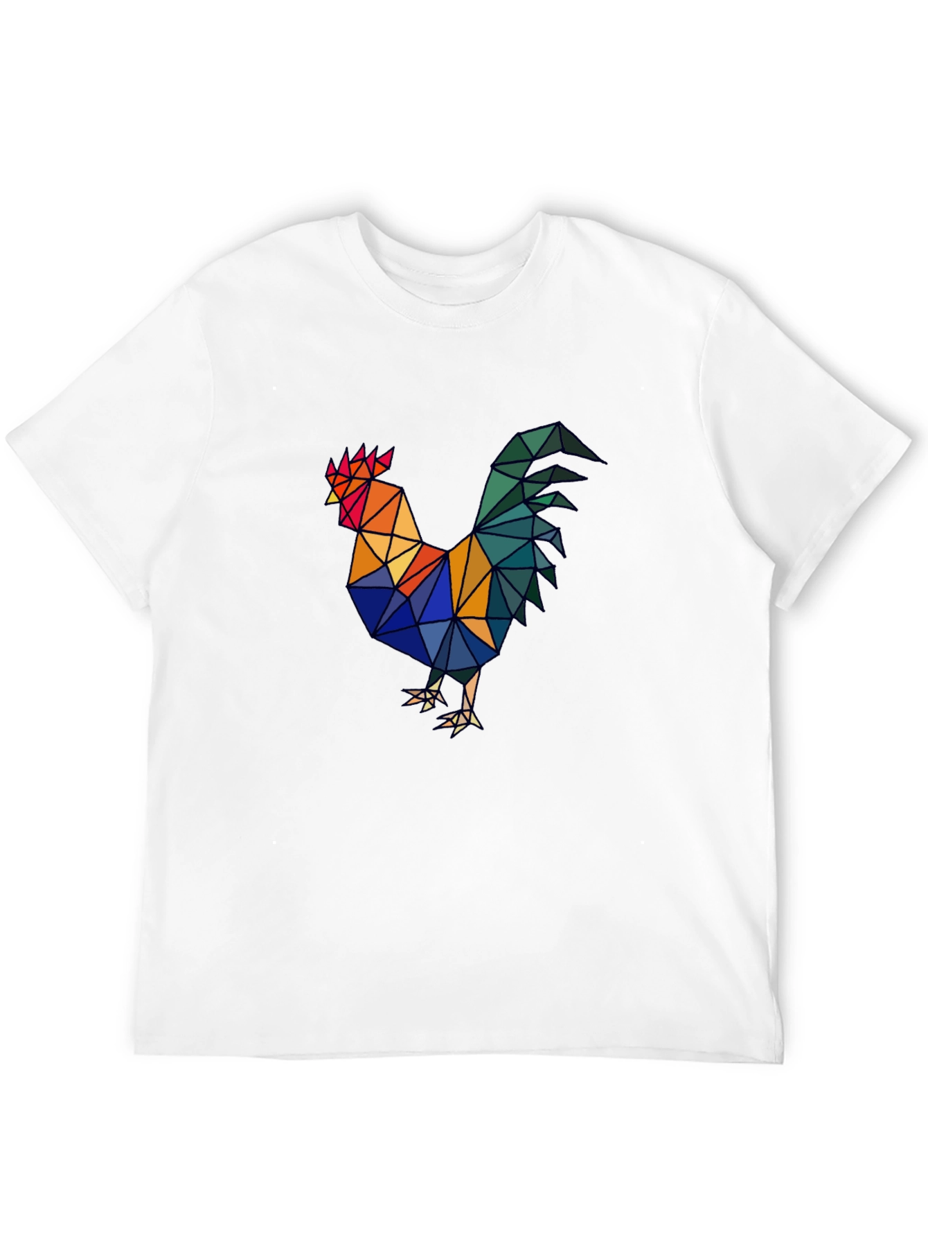 Geometric Rooster Graphic Tee - Mens Black T-Shirt