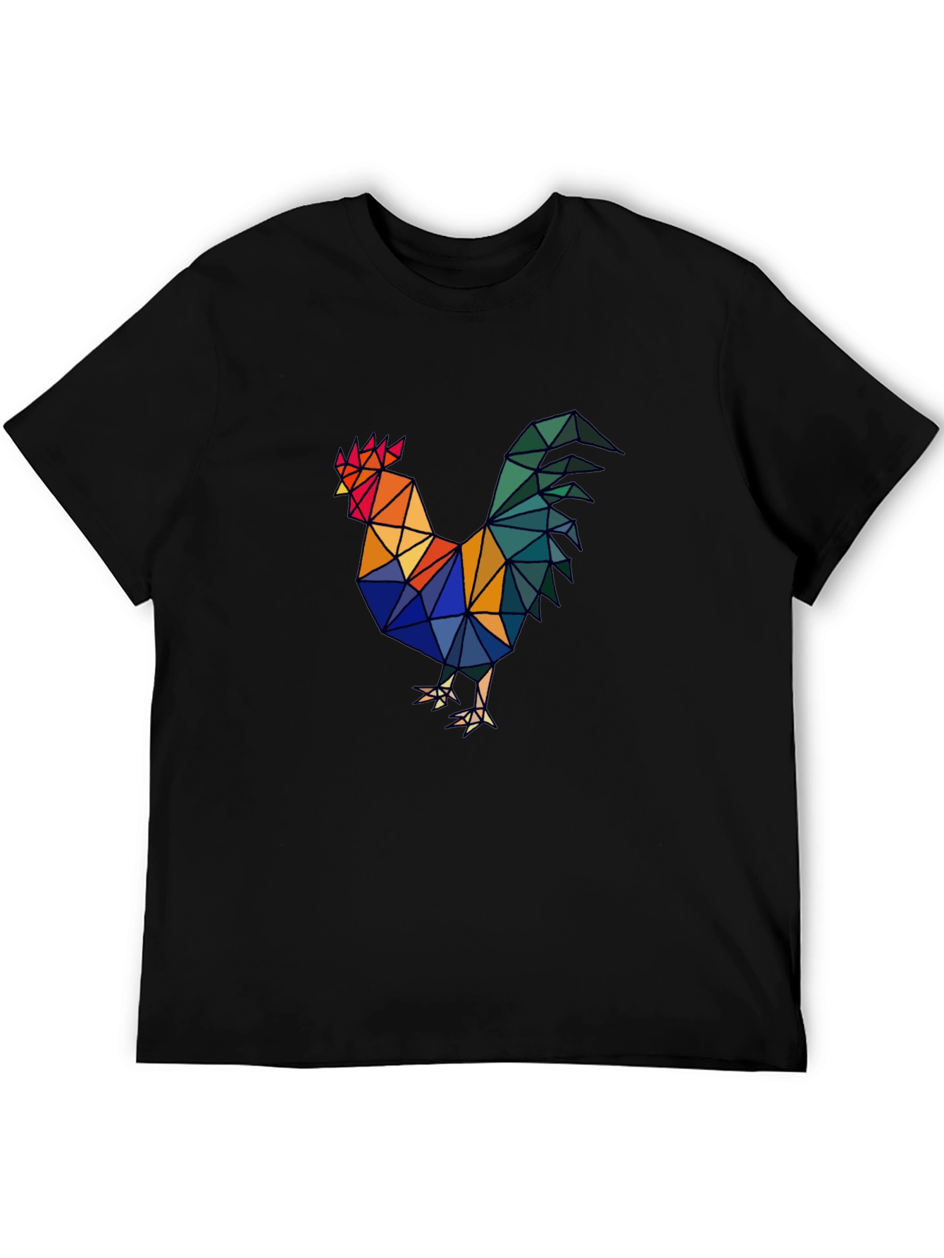Geometric Rooster Graphic Tee - Mens Black T-Shirt