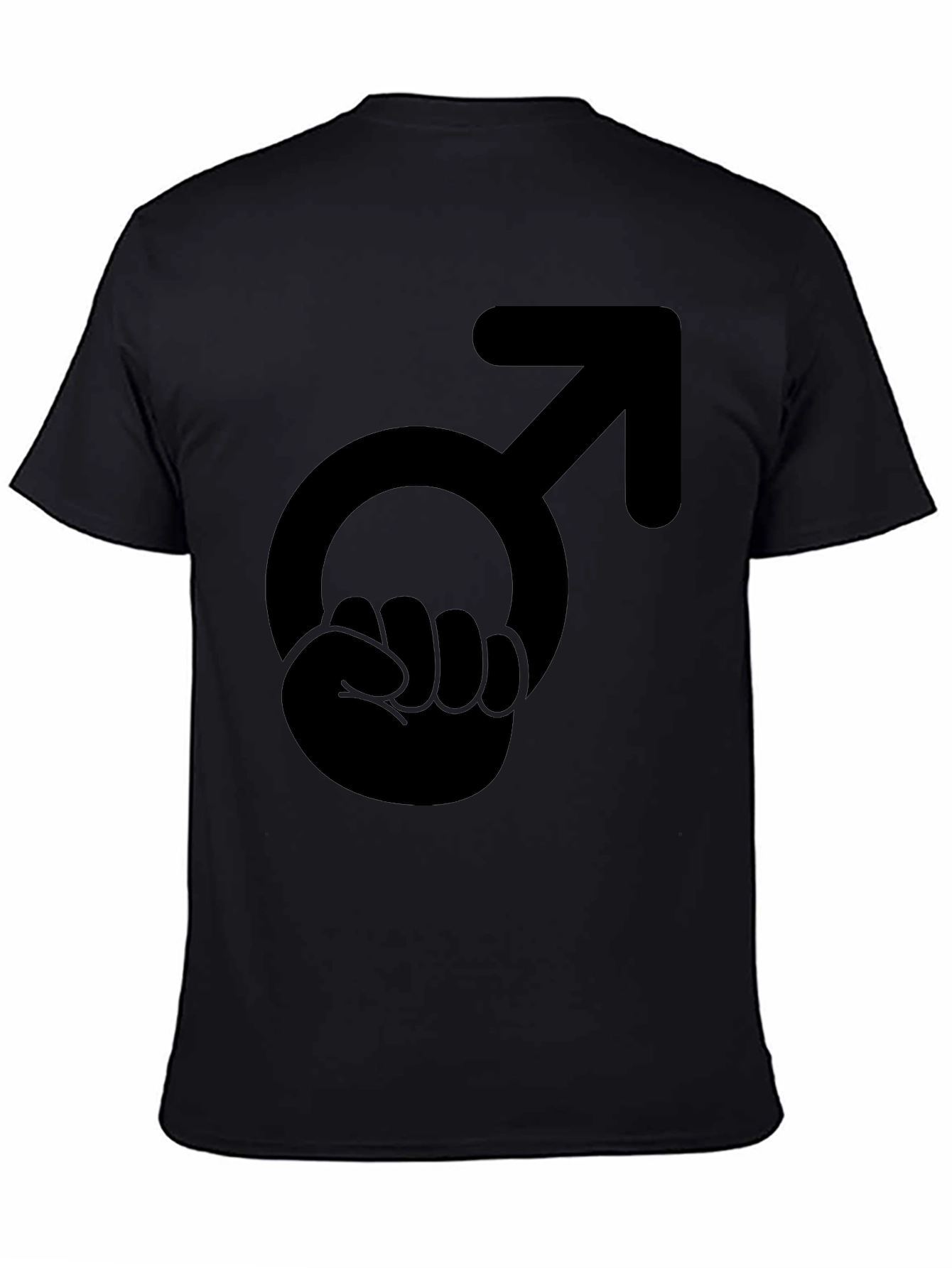 Male Symbol Fist Graphic T-Shirt - Black Cotton Tee