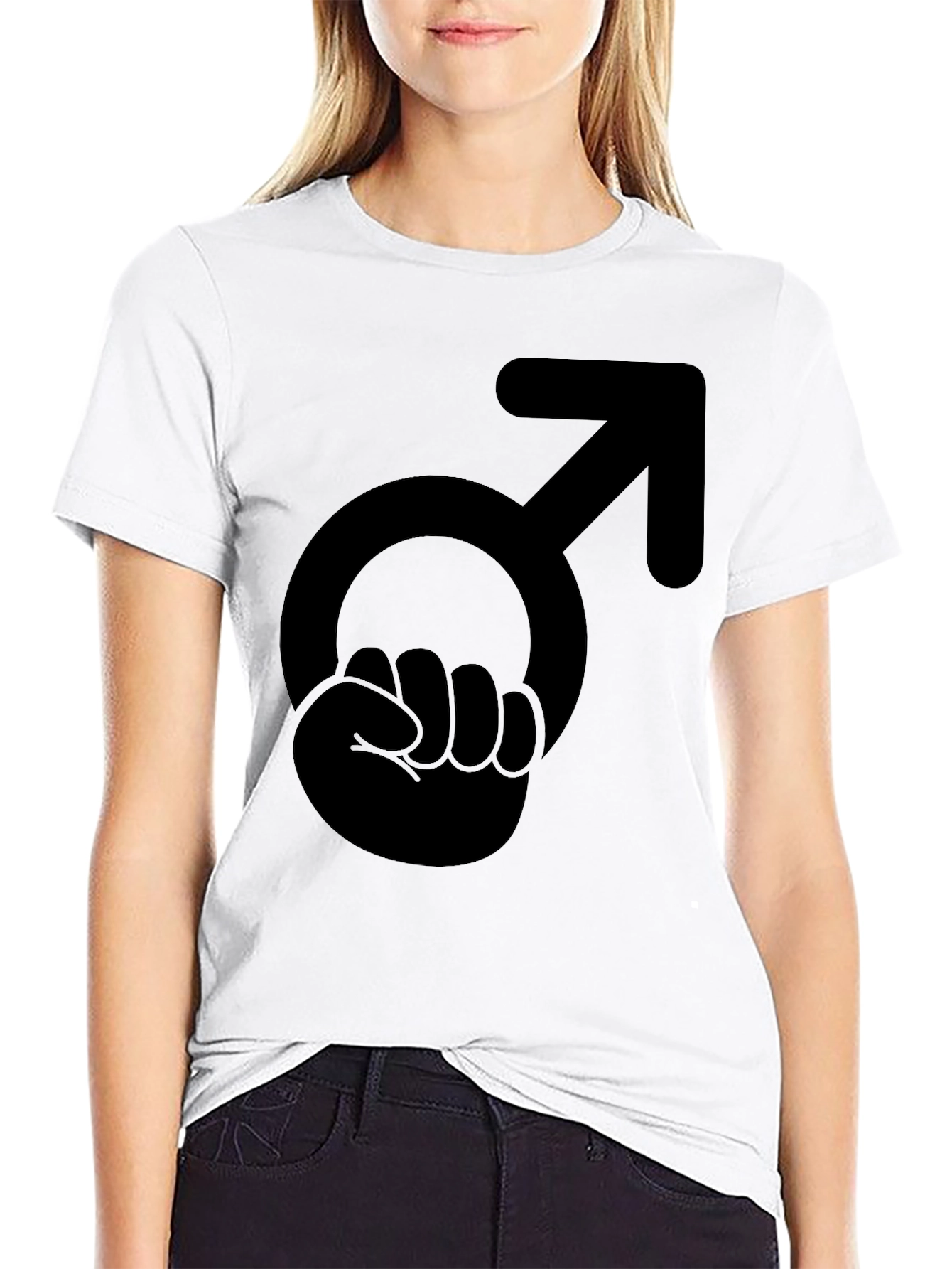Male Symbol Fist Graphic T-Shirt - Black Cotton Tee