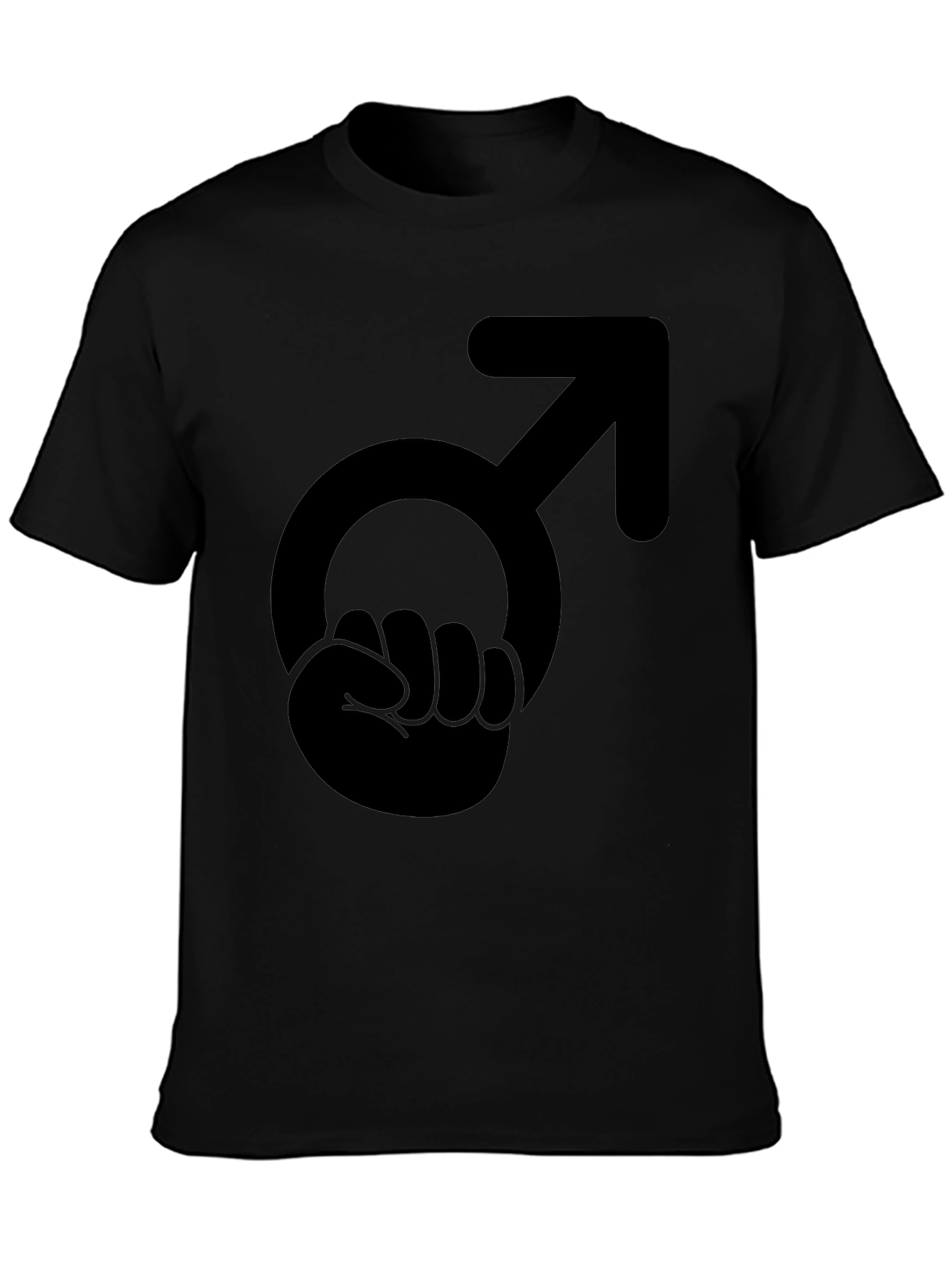 Male Symbol Fist Graphic T-Shirt - Black Cotton Tee