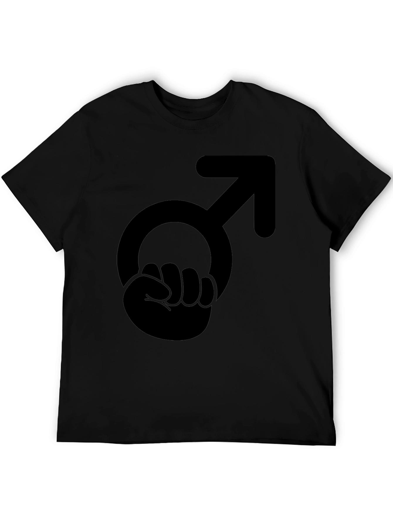 Male Symbol Fist Graphic T-Shirt - Black Cotton Tee