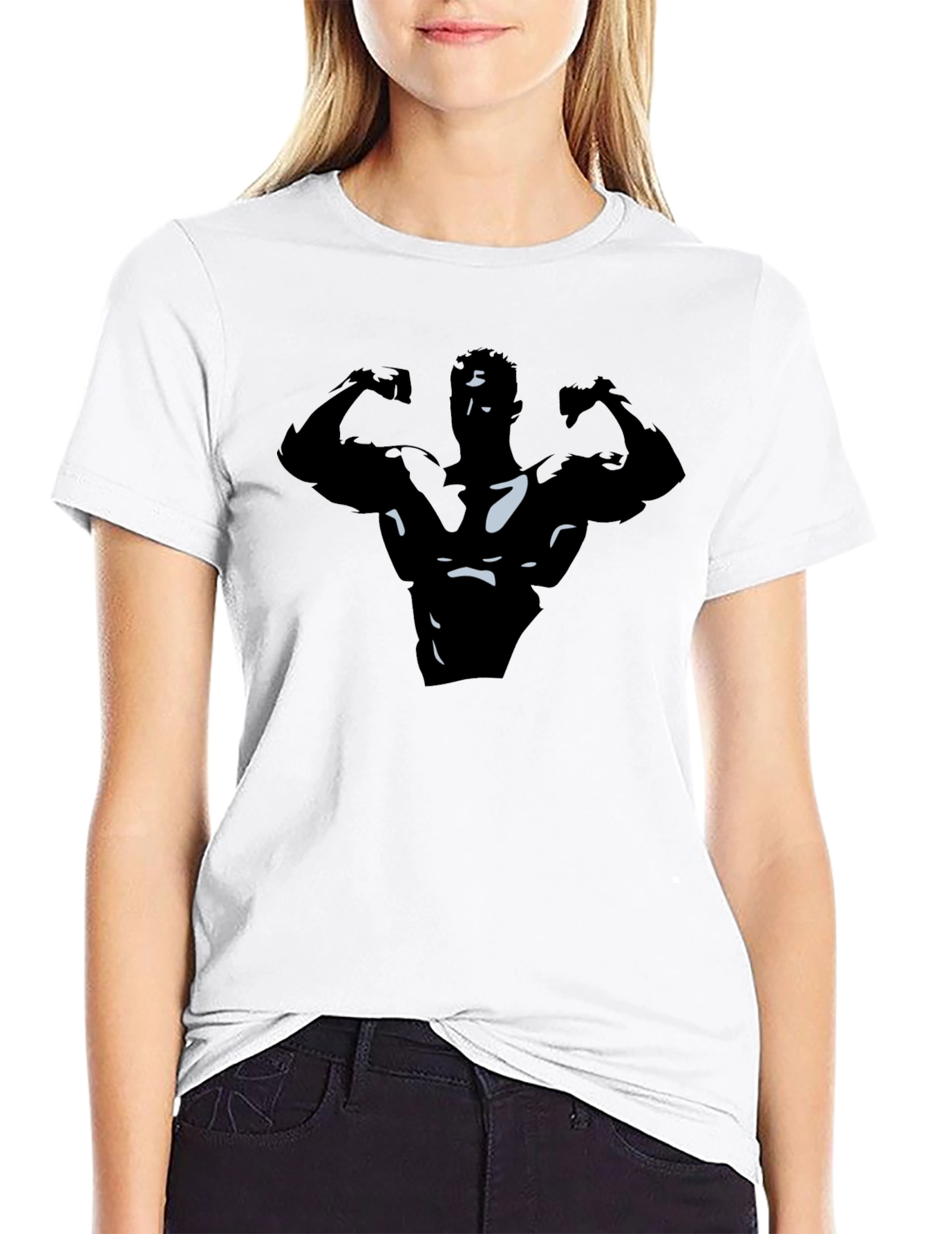 Bodybuilder Graphic Tee - Black Cotton Shirt