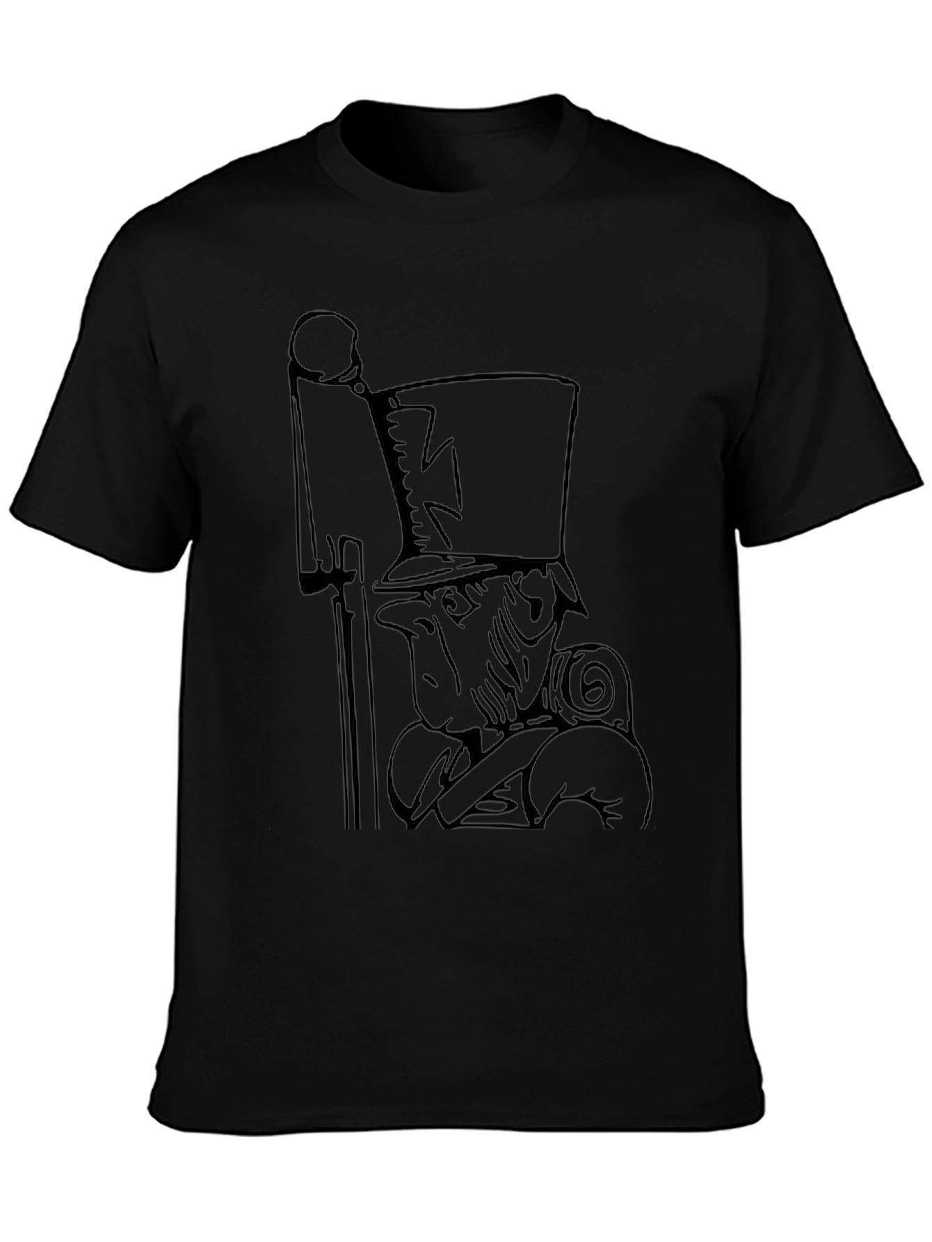 Novelty Cartoon Soldier Black Graphic Tee