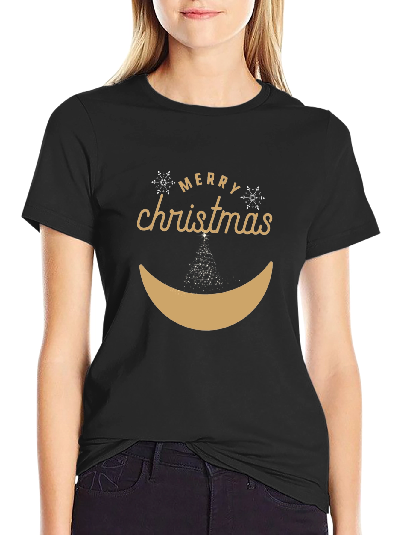 Merry Christmas Smiley Face Graphic Tee