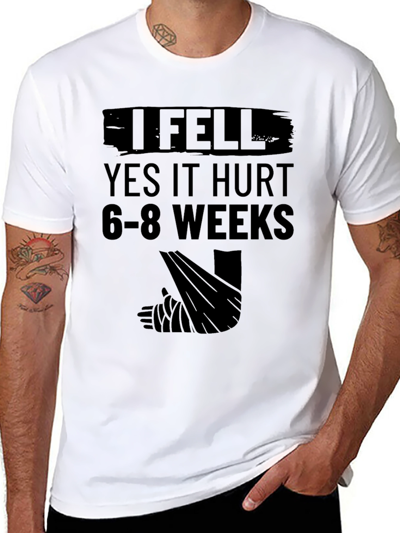 Funny I Fell Broken Leg T-Shirt