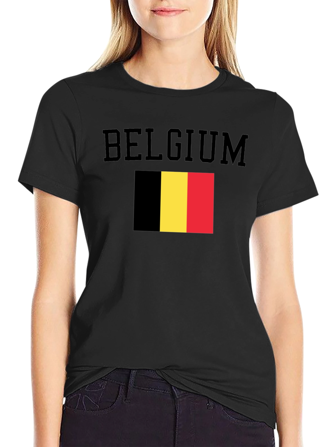 Belgium Flag Graphic Black T-Shirt