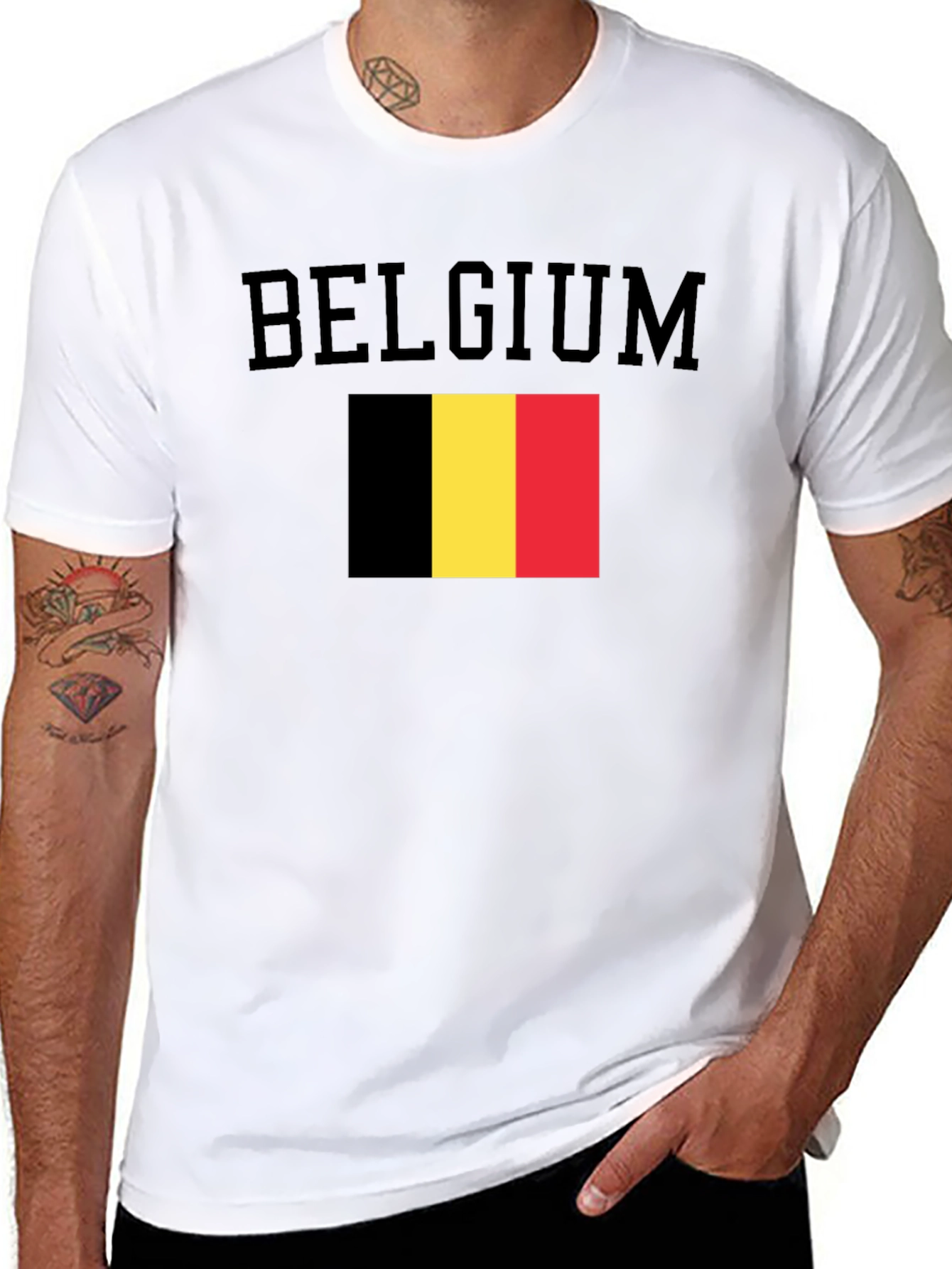 Belgium Flag Graphic Black T-Shirt